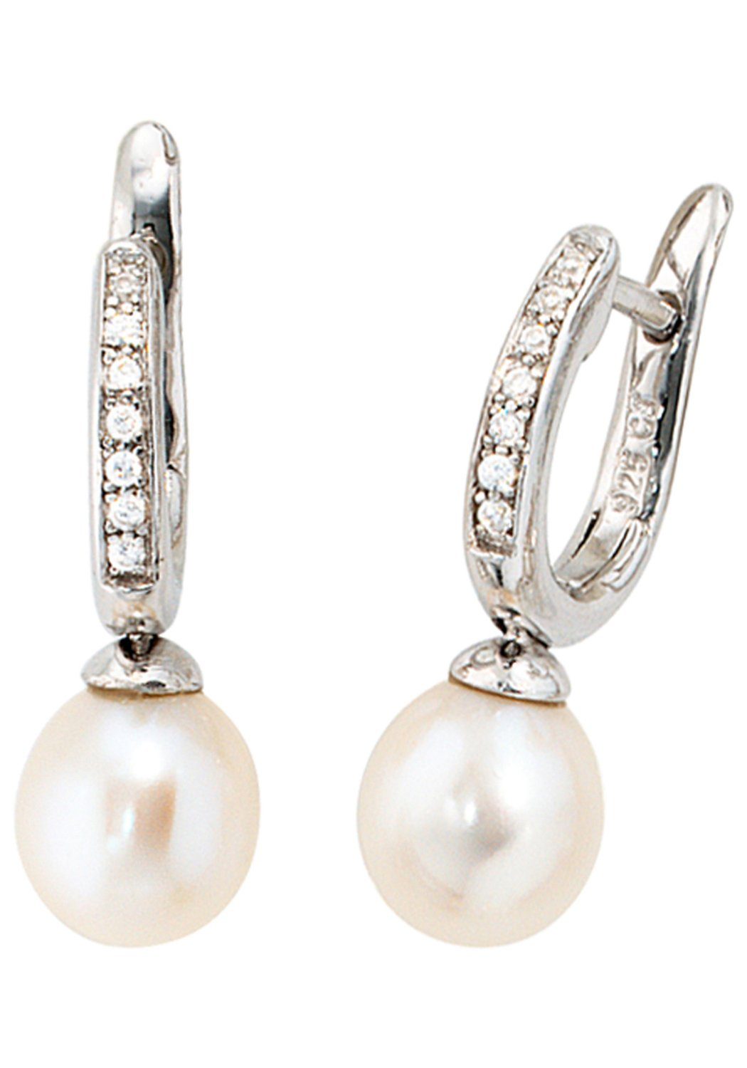 JOBO Perlenohrringe, 925 Silber mit Süßwasser-Zuchtperlen und Zirkonia günstig online kaufen