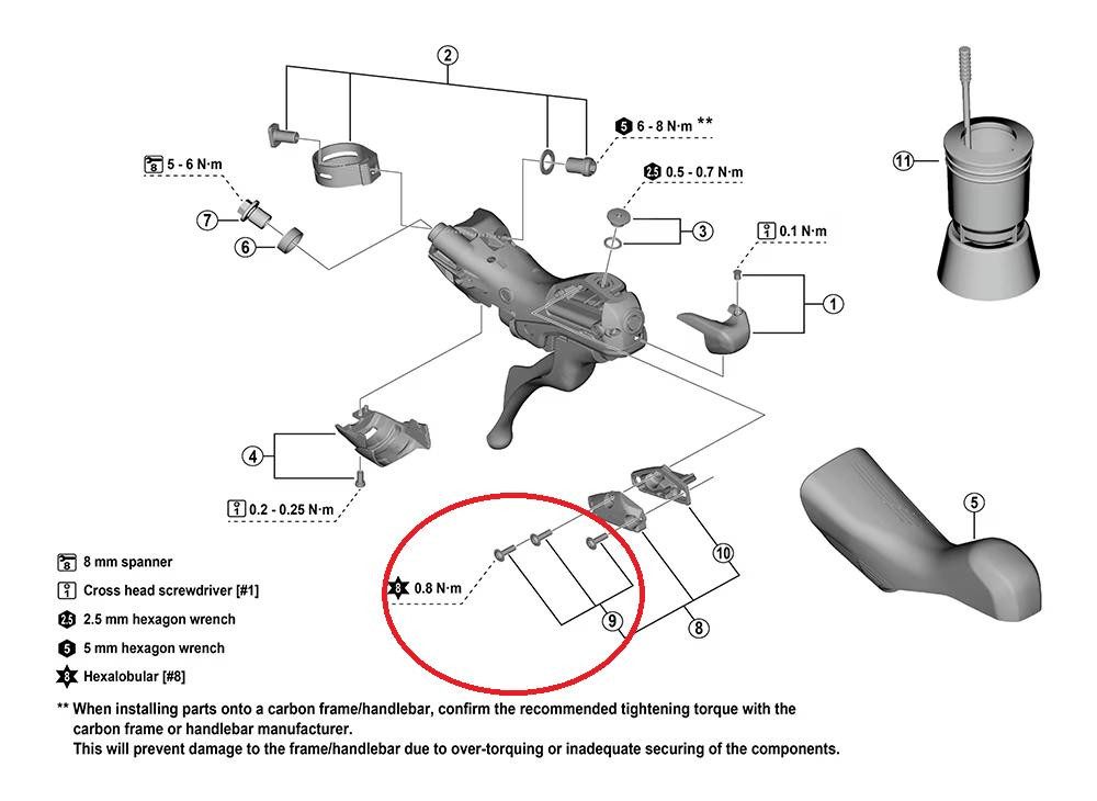 Shimano Scheibenbremse SHIMANO Befestigungsschraube SHIMANO ST-R7120 Ausgleichsbehälter 3st.