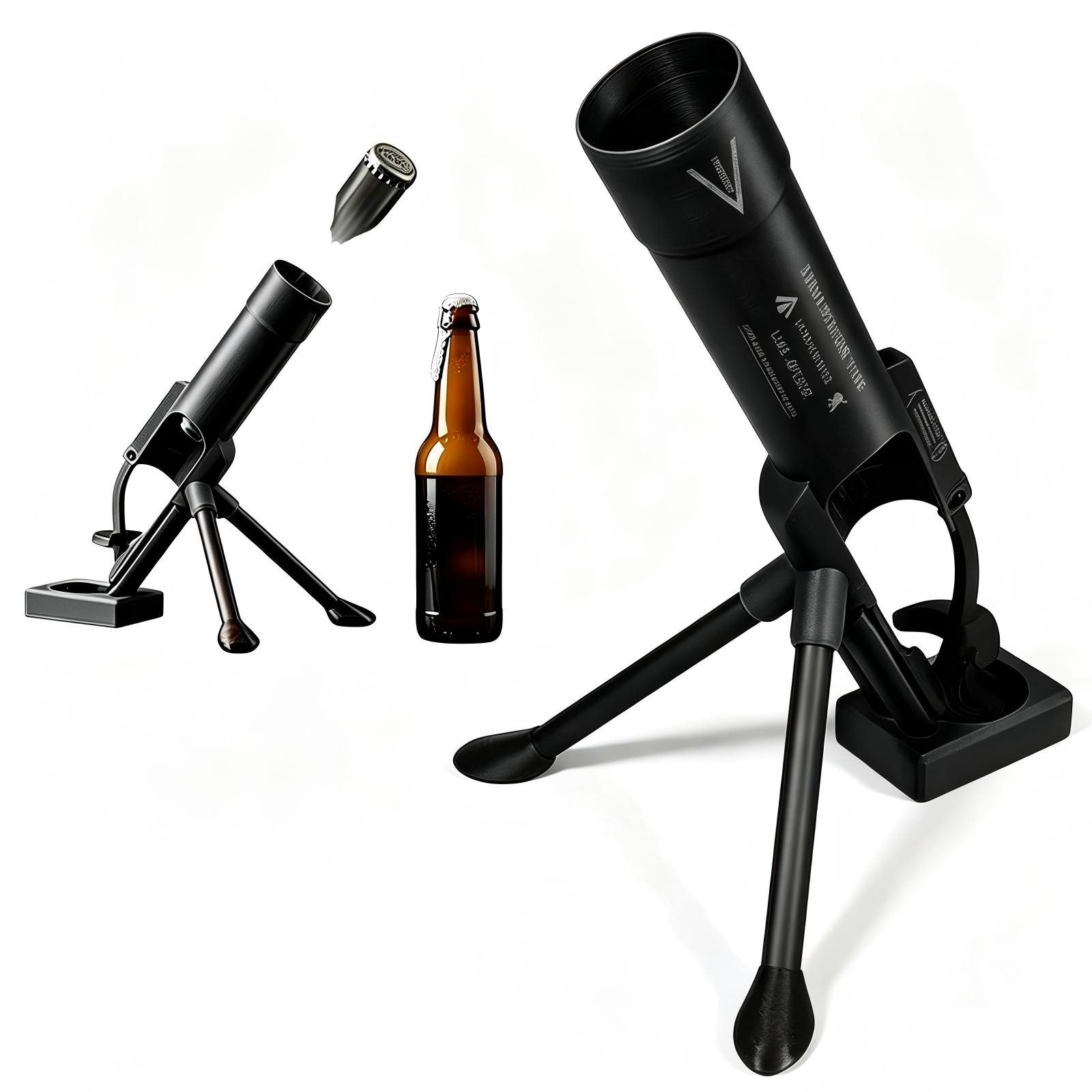 Kityhome Flaschenöffner Mörser Flaschenöffner 51 mm, lustiger Bieröffner, freihändig, Kronkorken-Abschuss,Partys / Grillabende / Camping / Spieleabende