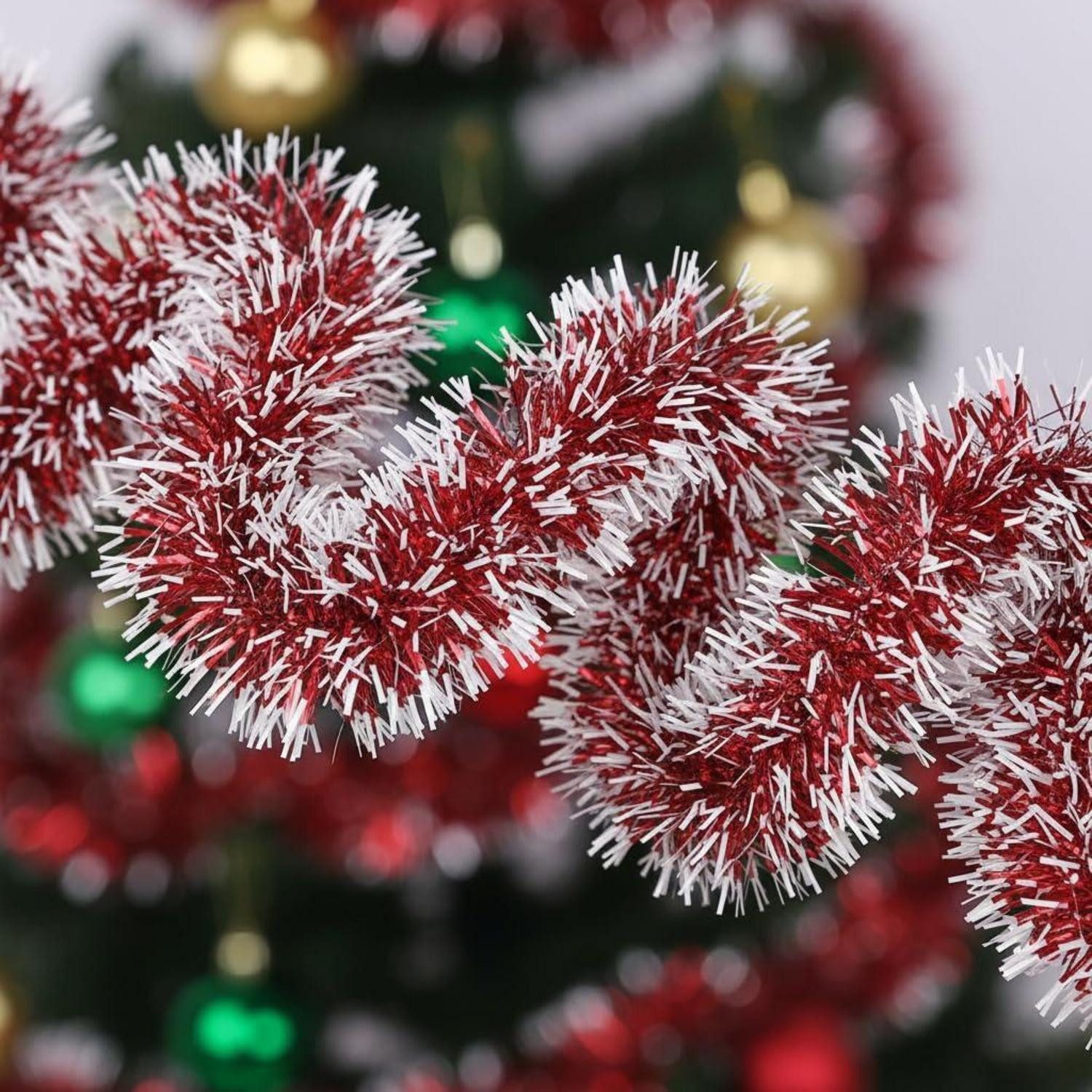 LuxusKollektion Girlanden Weihnachts Girlande Rot/Weiß 12,7m