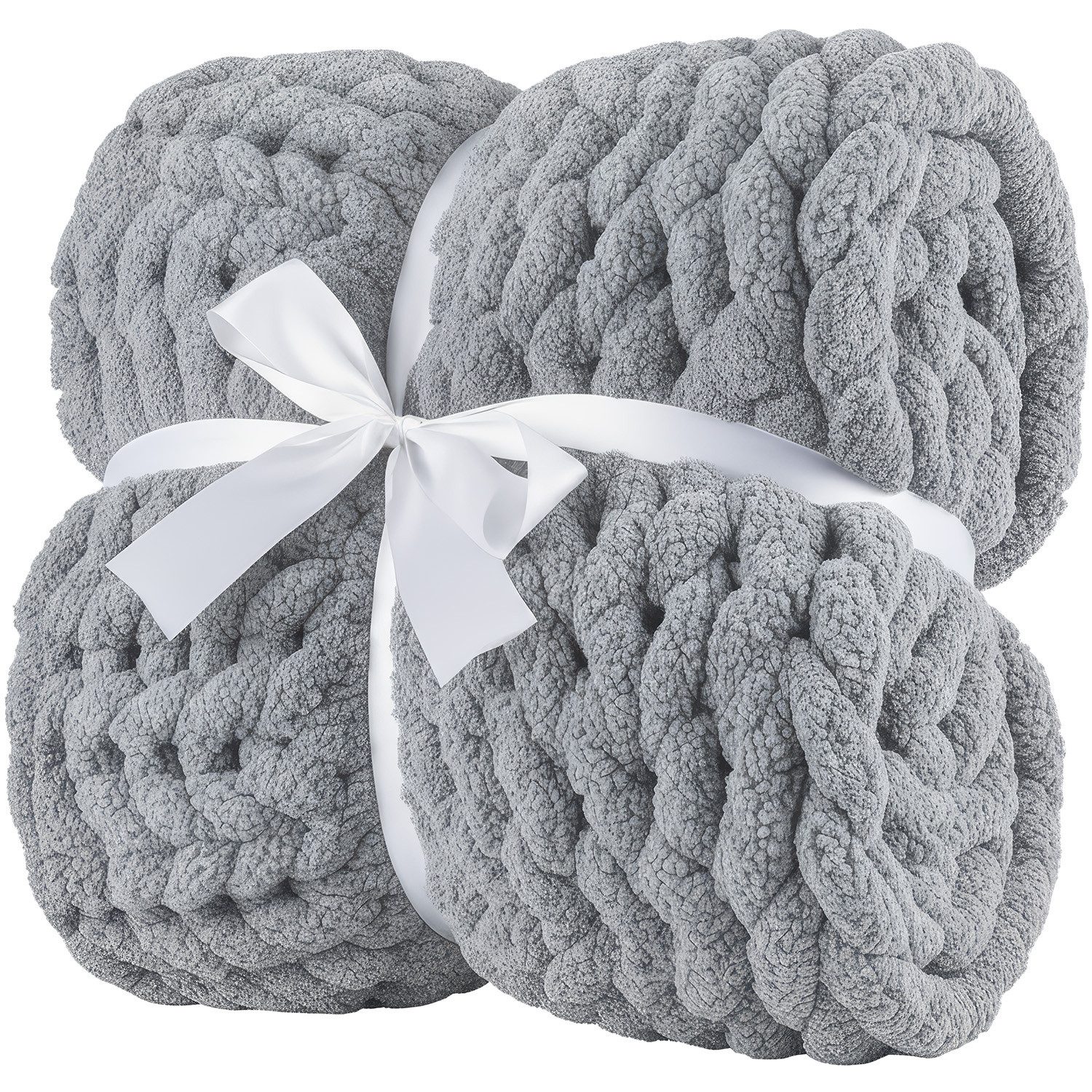 Wohndecke Grobmaschige Wohlfühldecke, Feluna, Flauschige Kuscheldecke Grobstrick Tagesdecke