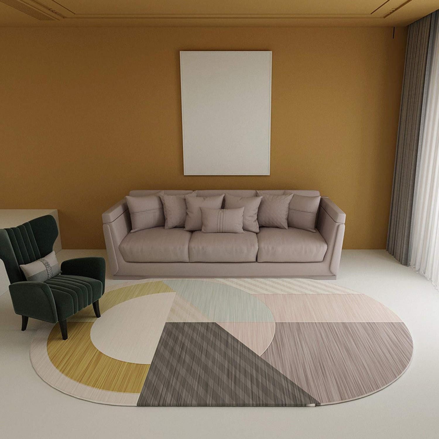 LuxusKollektion Teppich Oval Teppich mit Rautenmuster 70x100 cm, oval, Höhe: 6 mm