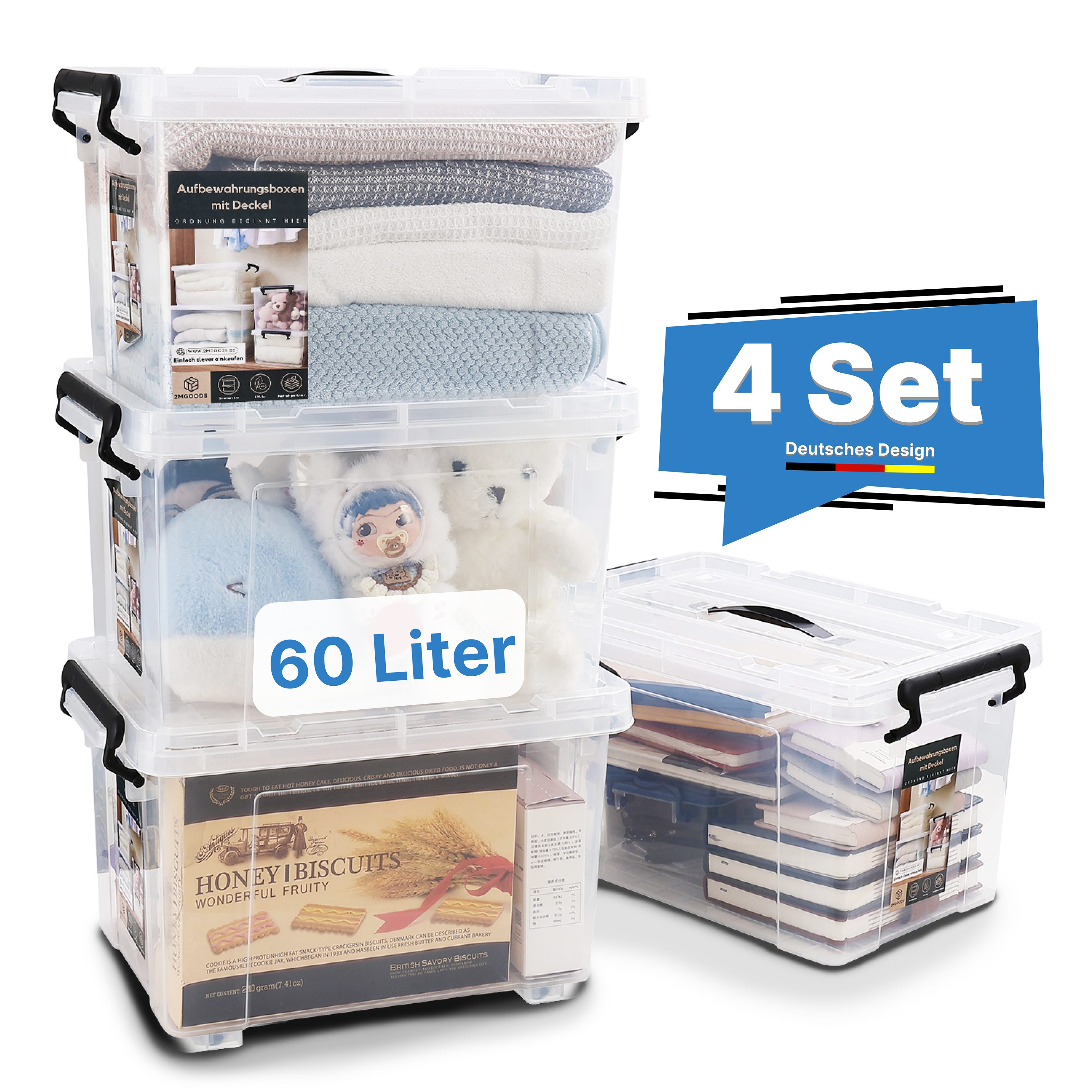 2mGoods Aufbewahrungsbox große Plastikboxen mit Deckel günstig online kaufen