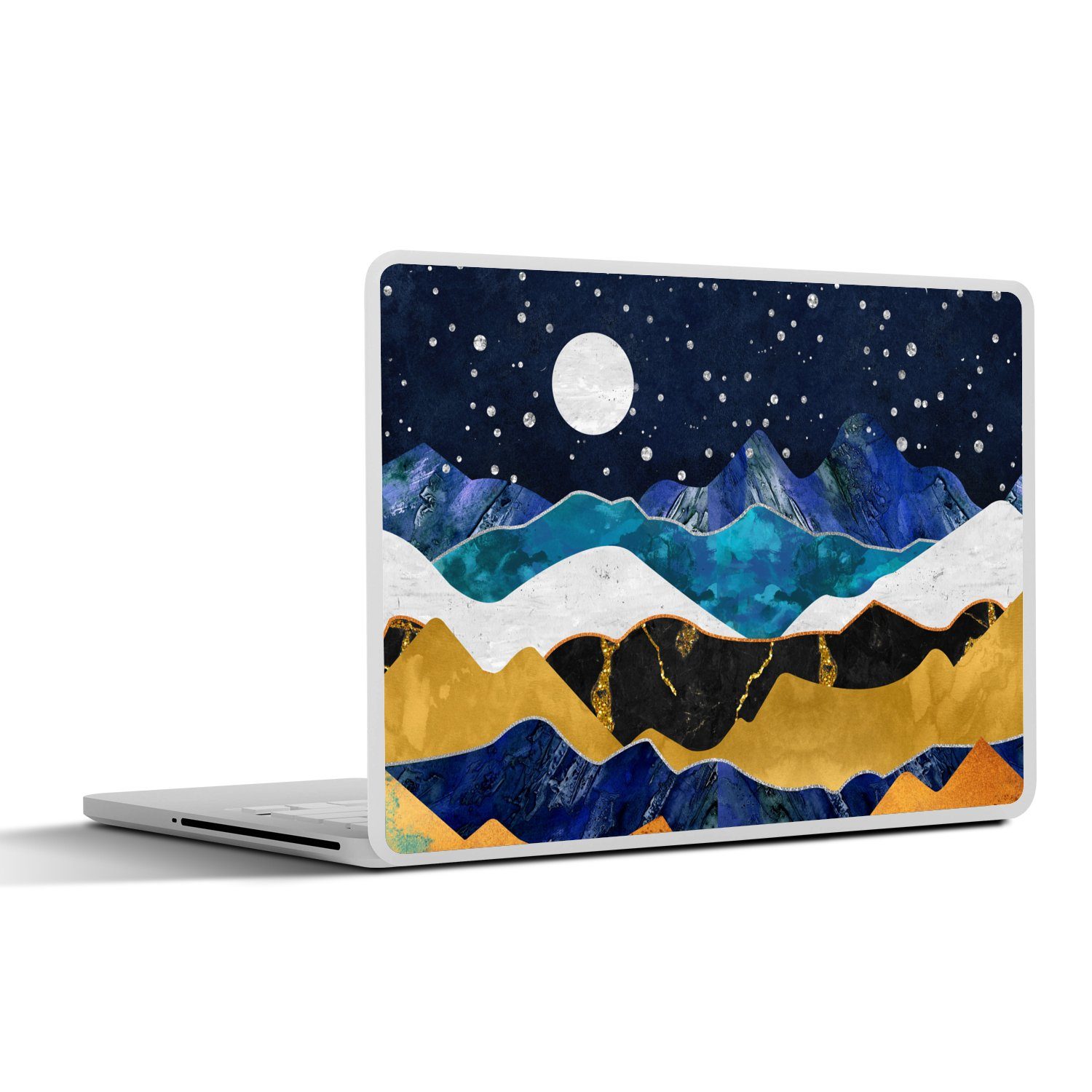 MuchoWow Laptop-Aufkleber Nacht - Gold - Marmor - Abstrakt - Landschaft - Berg, (1tlg), Laptop Folien Cover, Aufkleber, Sticker, Schutz vor Kratzern, 30x21 cm