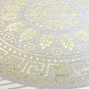 Teppich Glänzender Designerteppich mit Orientalischem Muster in weiß-gold, TeppichHome24, rechteckig, Höhe: 8 mm