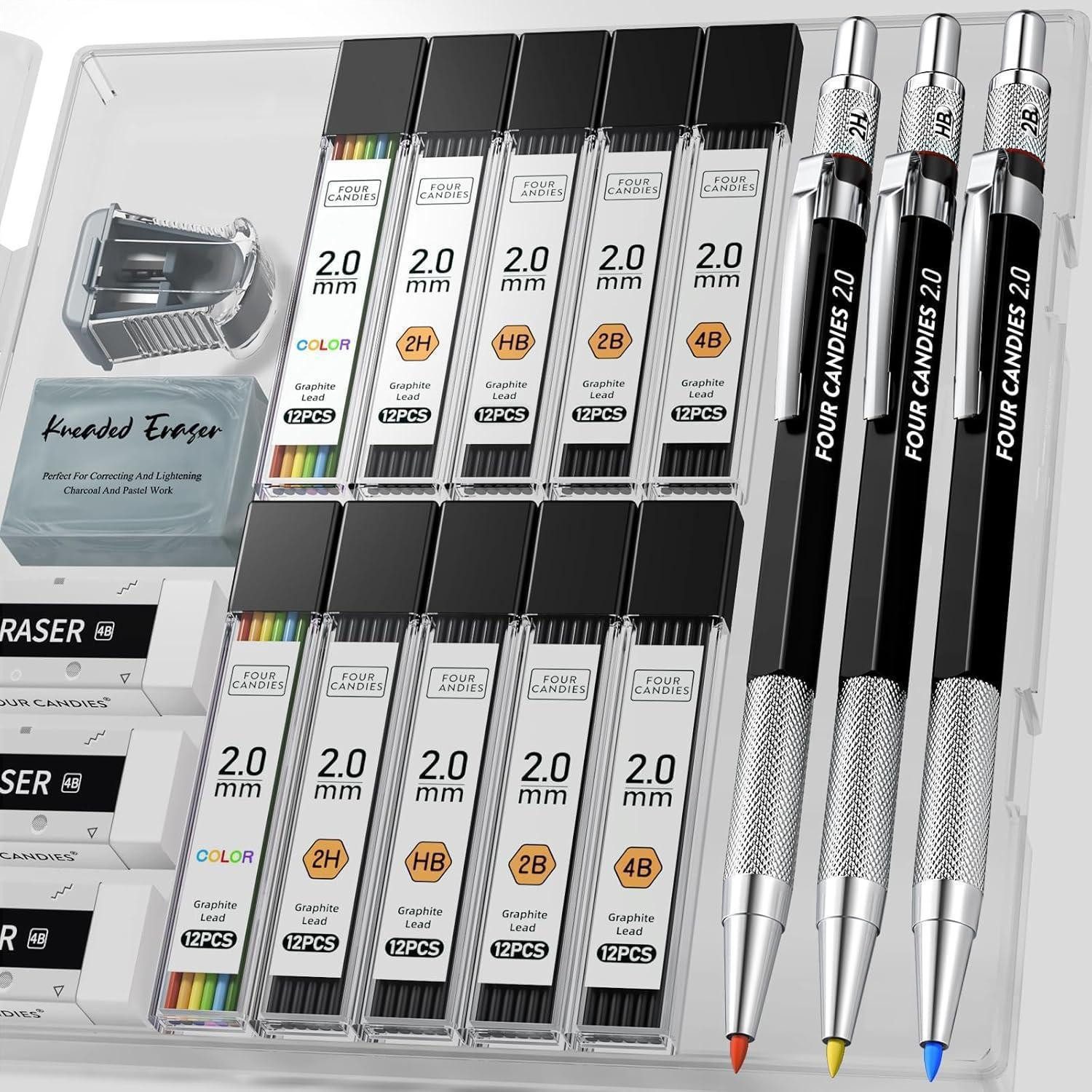 Four Candies Druckbleistift Druckbleistift Set 2mm: 3 Stk. mit Etui, 120