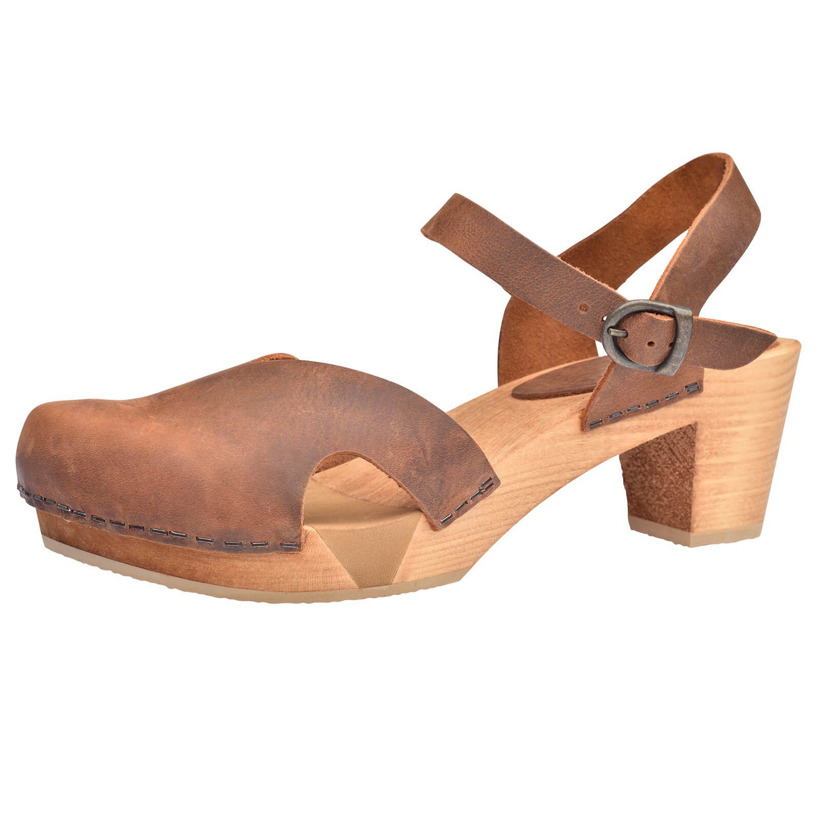 Sanita Wood-Matrix Square Flex Sandal Sandale Chestnut Sandale