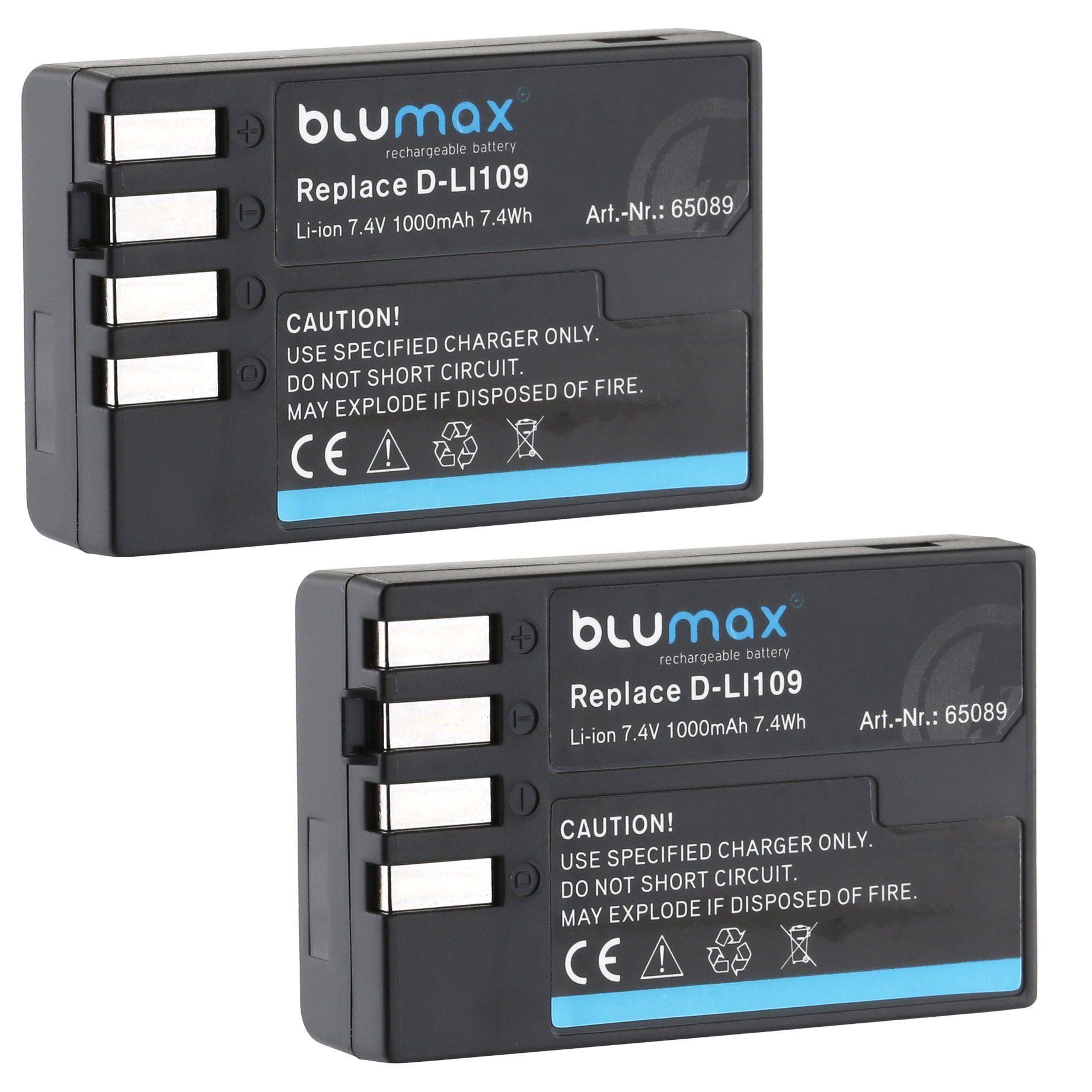 Blumax 2x D-Li109 1000 mAh Kamera-Akku