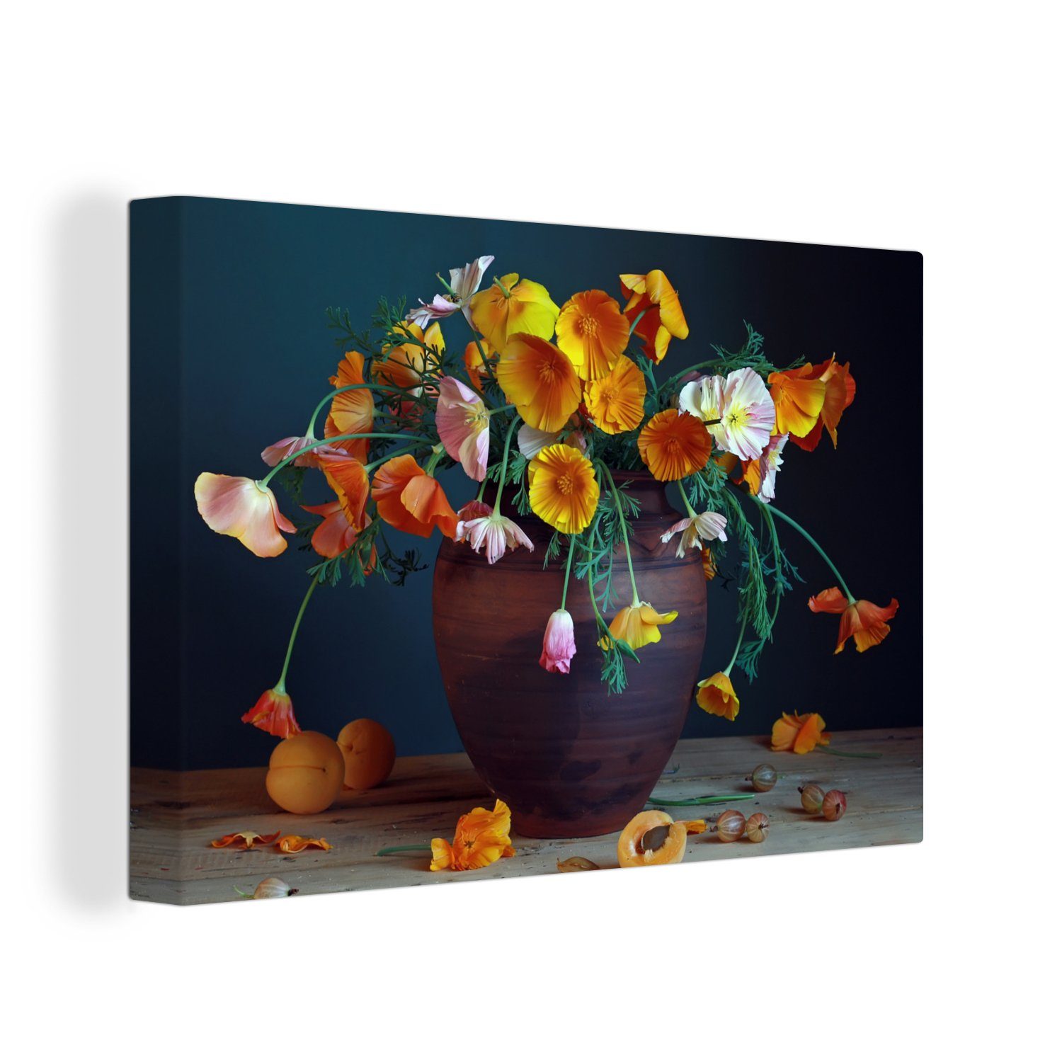 Wanddeko, - Farben - Vase St), cm Aufhängefertig, Leinwandbilder, (1 Wandbild Leinwandbild 30x20 OneMillionCanvasses® Stilleben,