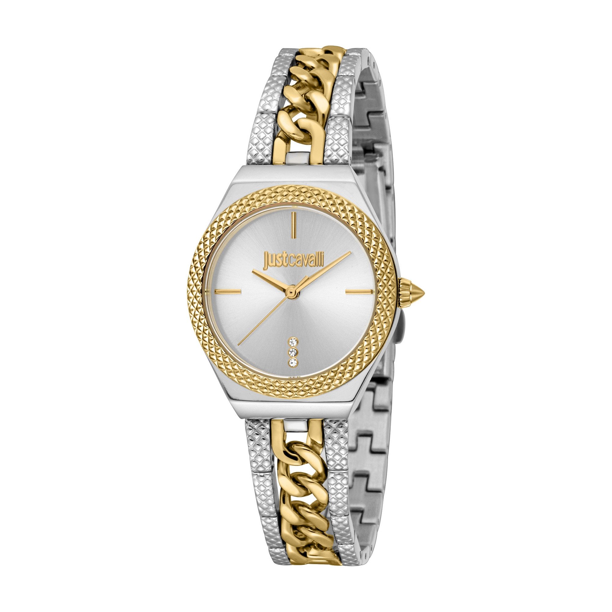 Just Cavalli Time Quarzuhr Core JC1L438M0055, Armbanduhr, Edelstahlarmband, analog, Kristallsteine