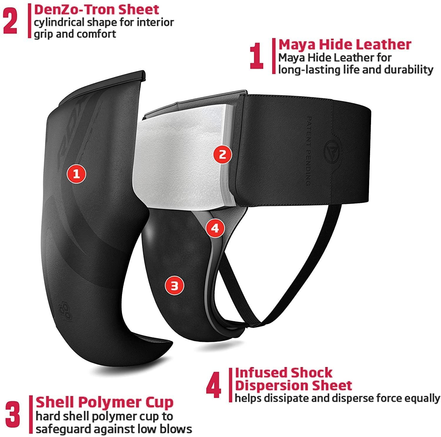 RDX Sports Tiefschutz RDX Leder Abdo Ausrüstung Jockstrap Bauchschutz Tiefschutz Herren