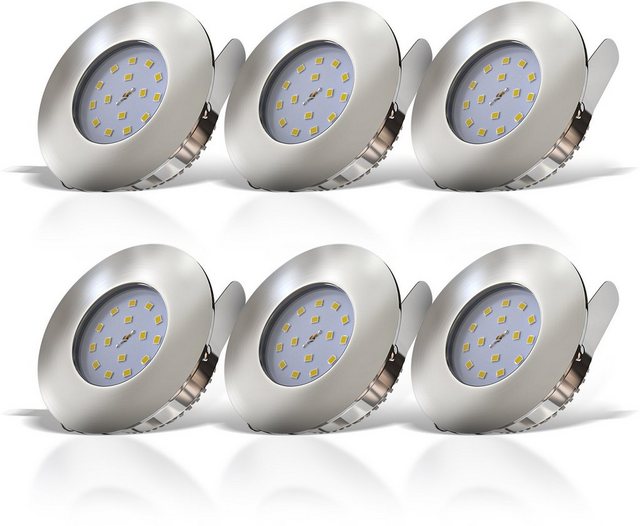 B.K.Licht LED Einbauleuchte, LED Einbaustrahler ultra flach 6 x 5W 400 Lumen 3.000K LED Einbauspot Bad Deckenspot IP44-Otto
