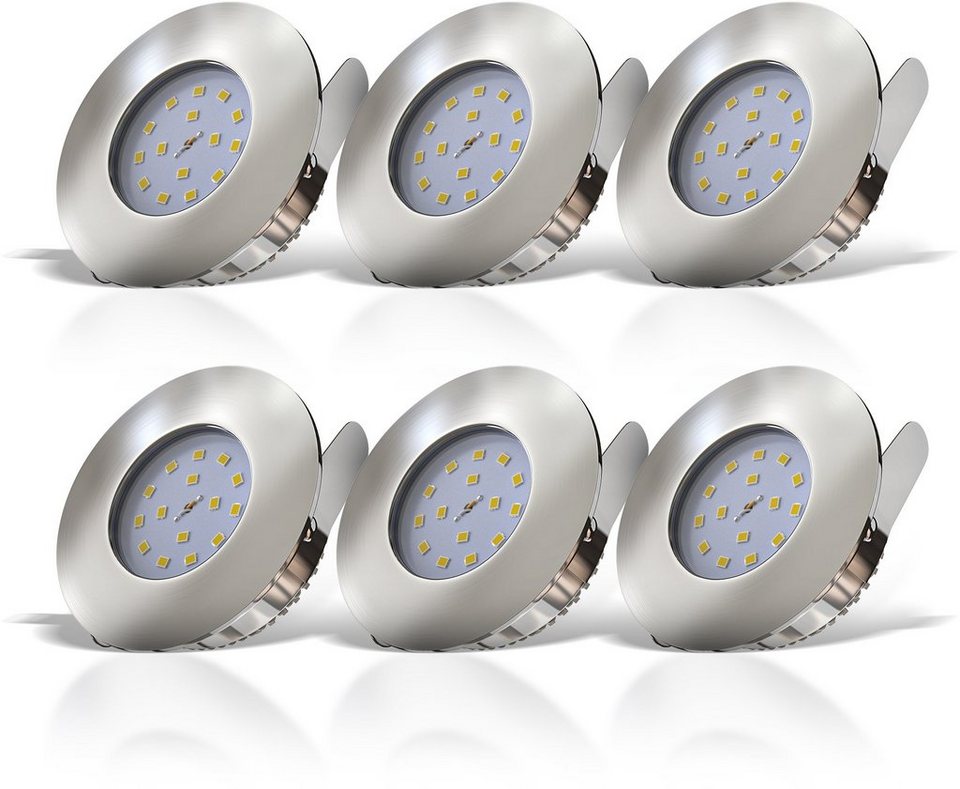 B.K.Licht LED Einbauleuchte, LED fest integriert, Warmweiß, LED  Einbaustrahler, ultra flach, 6 x 5W, Einbauspot, IP44