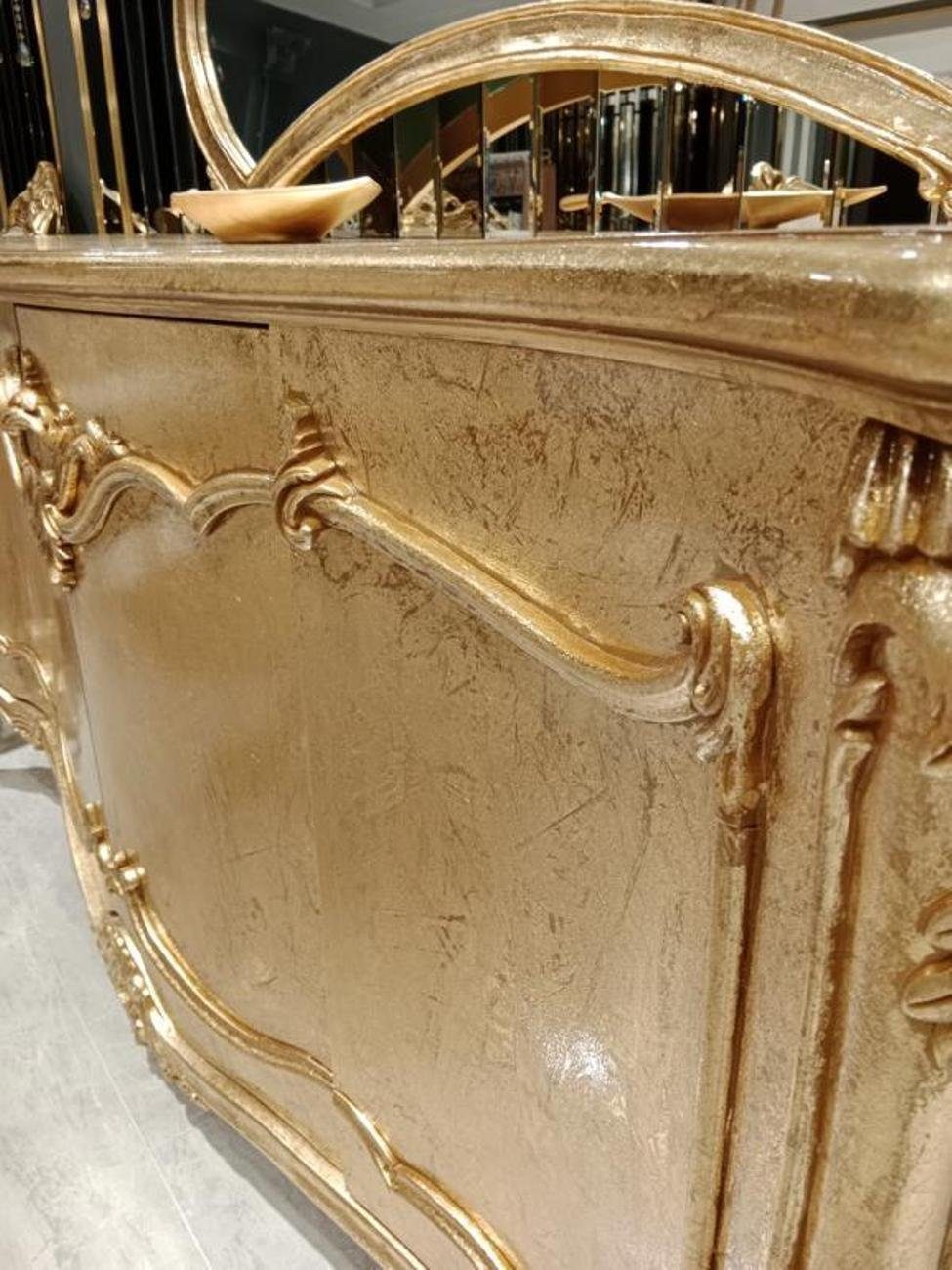 Xlmoebel Sideboard Luxuriöse Holzkommode mit Spiegel und eleganter Anrichte (Anrichte mit Spiegel, 2 St., 1x Sideboard mit Spiegel), Hergestellt in Europa