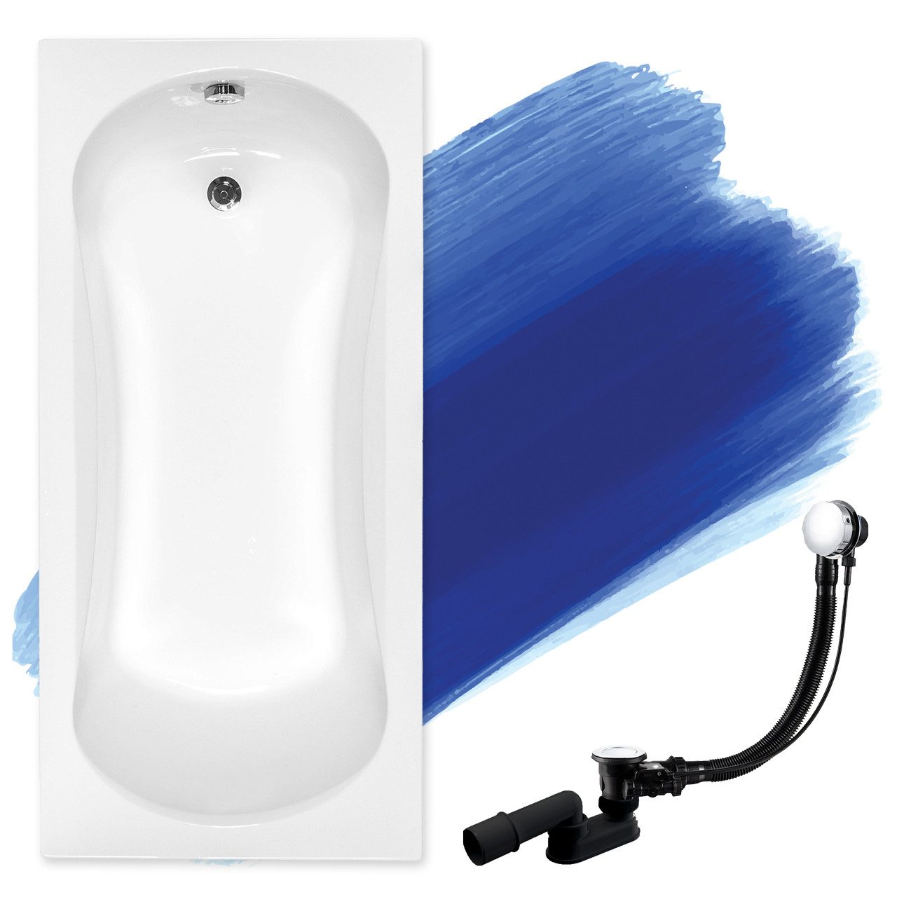KOLMAN Badewanne Rechteck Aria 130x70, Ablaufgarnitur günstig online kaufen