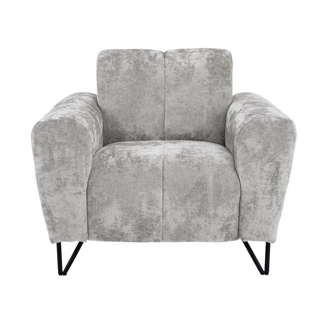 Beautysofa Sessel mit Metallbeine in schwarzer VOLARE (modernes Design, Rücken mit Hauptstoff), viele Farbvarianten, auch im Set mit Sofas erhältlich