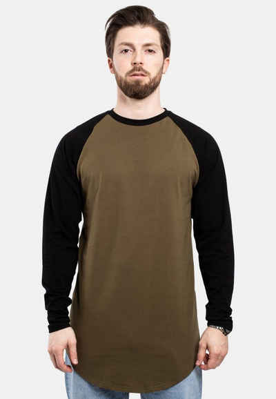Blackskies T-Shirt Baseball Longshirt T-Shirt Olive-Schwarz Small