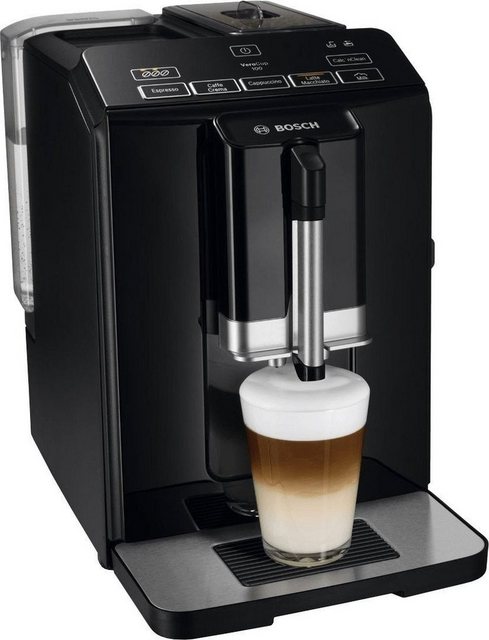BOSCH Kaffeevollautomat Kaffeevollautomat VeroCup 100 One Touch, Milchaufschäumer, Ke-ra-mik-mahl-werk schwarz
