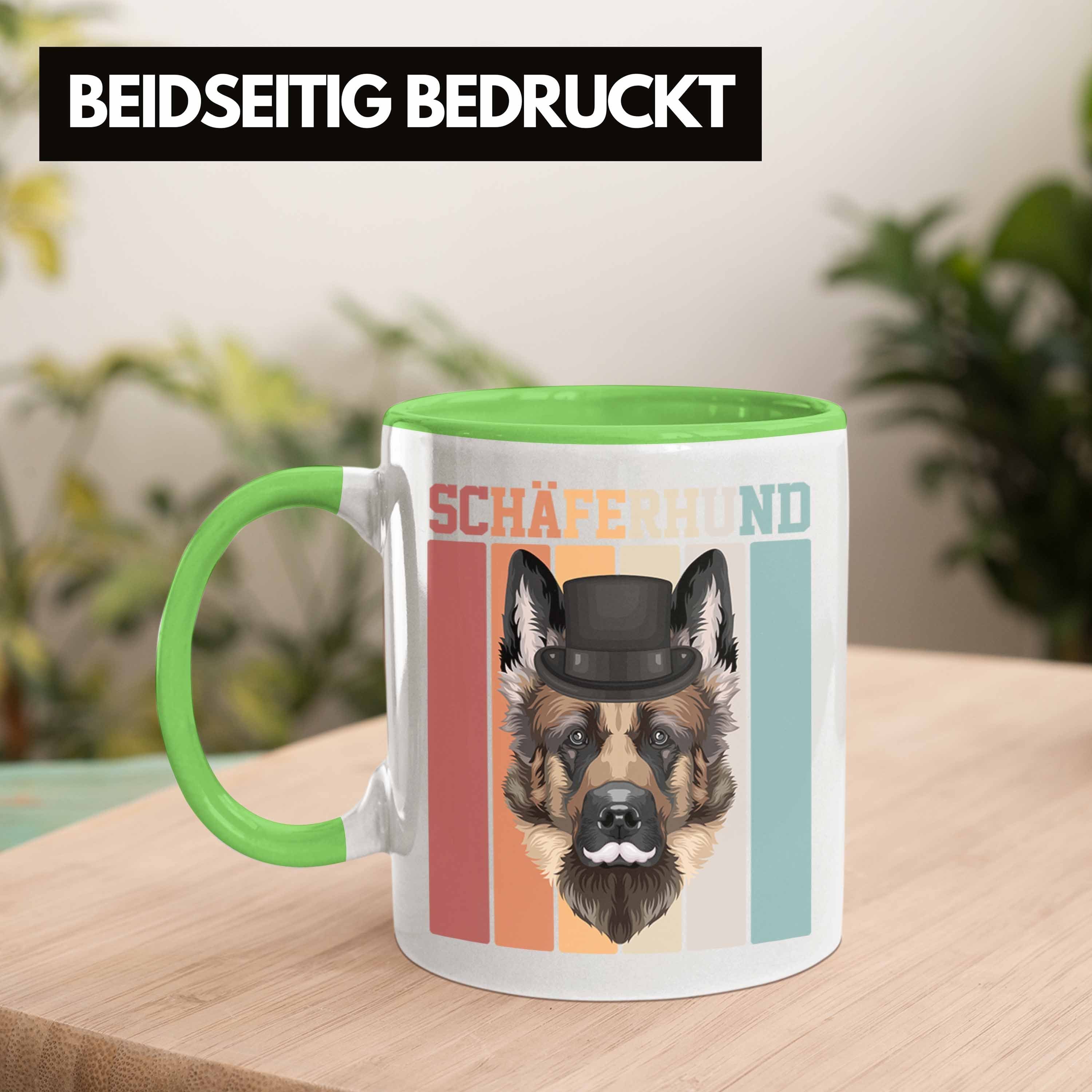 Trendation Tasse Schäferhund Besitzer Retro Geschenk Grün Spruch Geschenkidee Tasse Lustiger