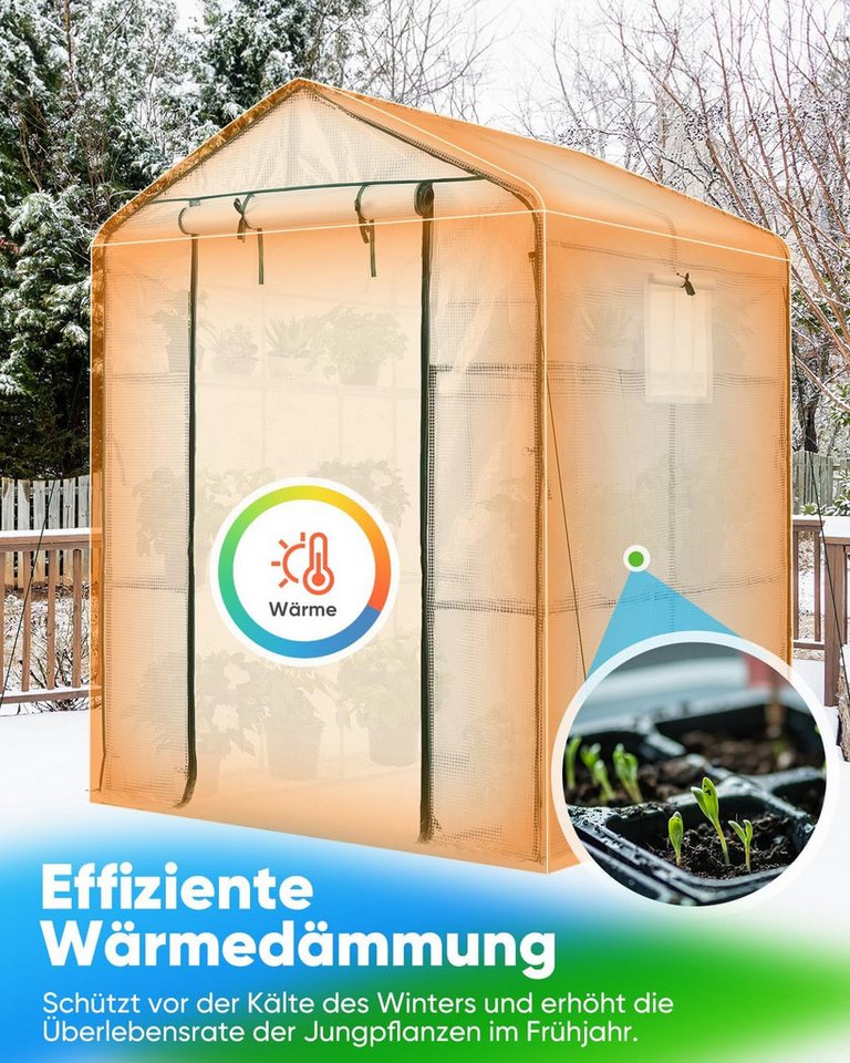 Thumbnail - DOTMALL Tomatengewächshaus Gewächshaus 143x143x195cm,Stabil Foliengewächshaus