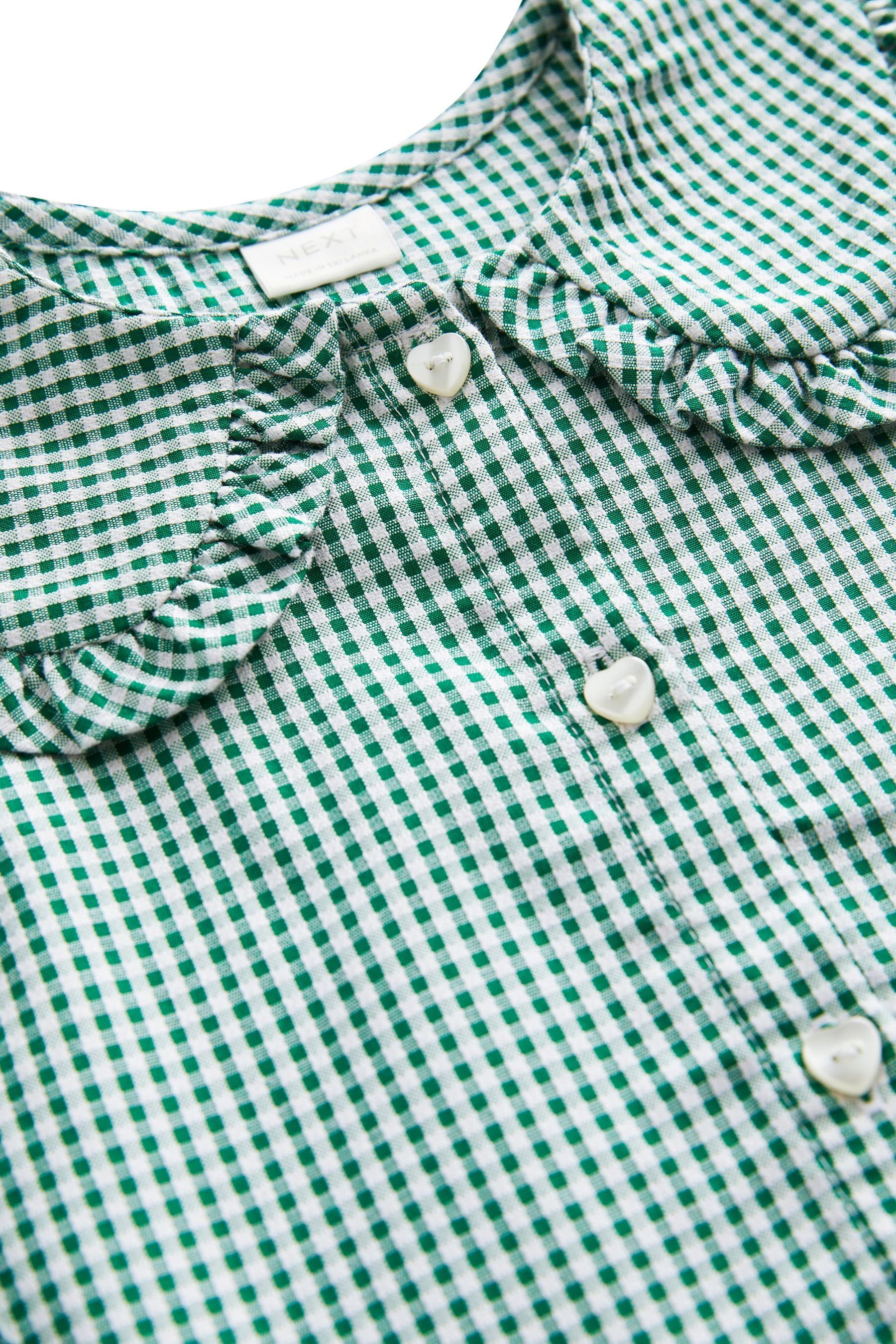 + Next mit Kragen (1-tlg) Kleid Vichykaros Green Gestuftes Volantkleid hübschem