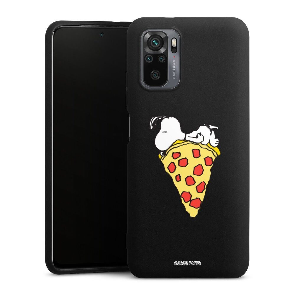 DeinDesign Handyhülle Peanuts Pizza Snoopy Snoopy Pizza, Xiaomi Redmi Note 10 4G Silikon Hülle Premium Case Handy Schutzhülle