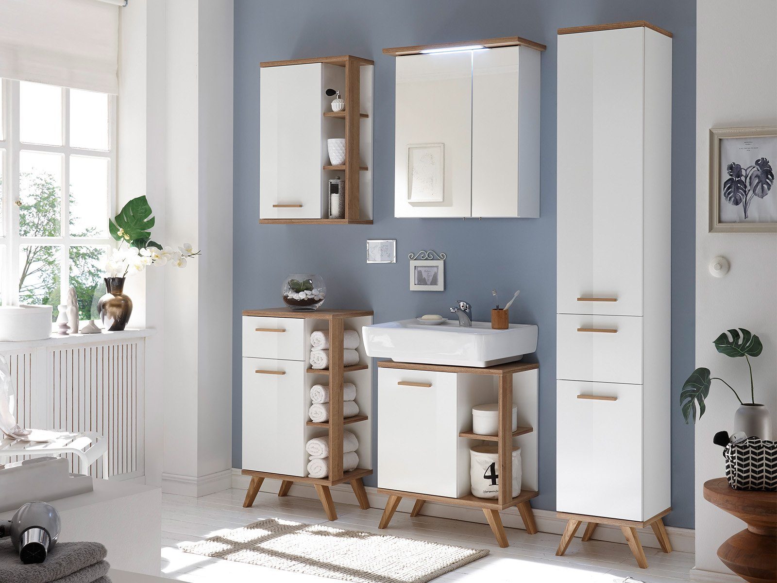 möbelando Waschbeckenunterschrank Jenn 60,5 x 65 x 33 cm (B/H/T)