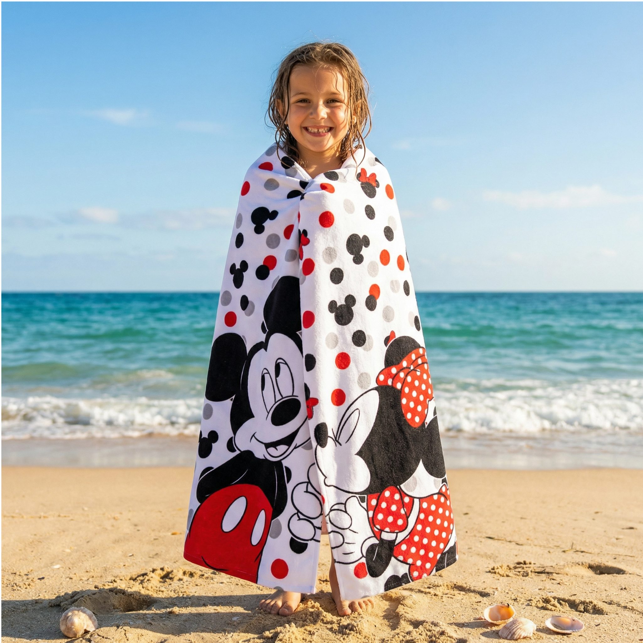 Disney Strandtuch Disney Mickey und Minnie Maus Badetuch, Baumwolle, XL 70x140 cm, 100% Baumwolle