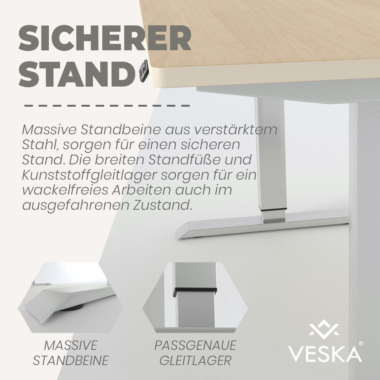 VESKA Schreibtisch Höhenverstellbar 140 x 70 cm - Bürotisch Elektrisch (mit günstig online kaufen