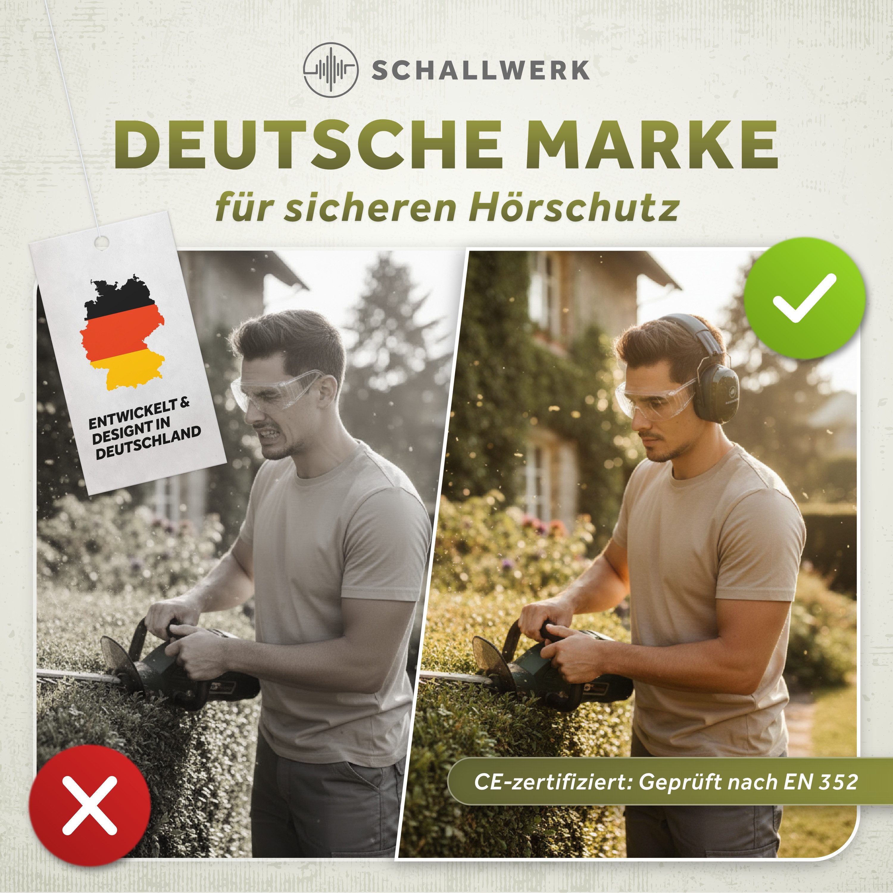 Schallwerk Kapselgehörschutz Arbeitsgehörschutz Work+ größenverstellbar bequemer Sitz, Baustelle, Gartenarbeit, Heimwerken