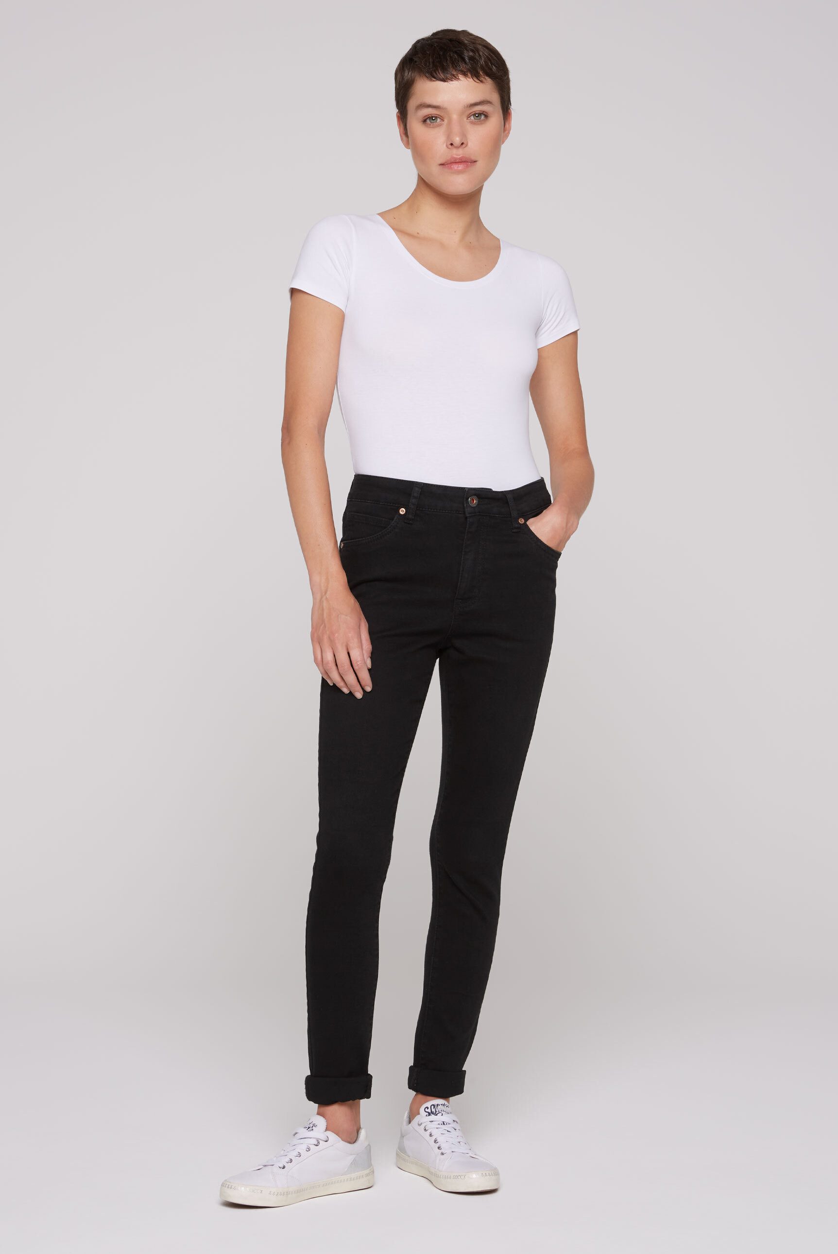 SOCCX Slim-fit-Jeans mit verkürztem Bein