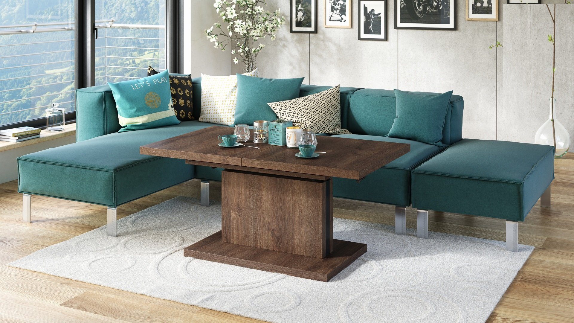 Mazzoni Couchtisch Aston Eiche dunkel stufenlos günstig online kaufen