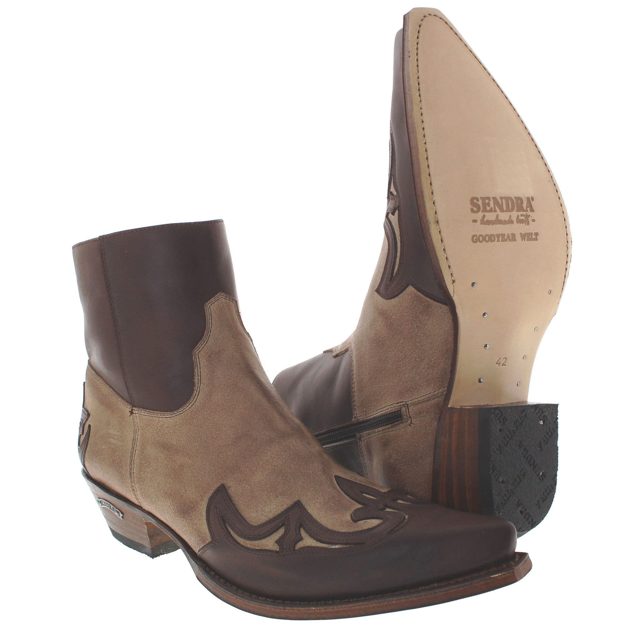 Sendra Boots 14379 CUERVO WEST Braun Beige Westernstiefelette Rahmengenähte Westernstiefelette