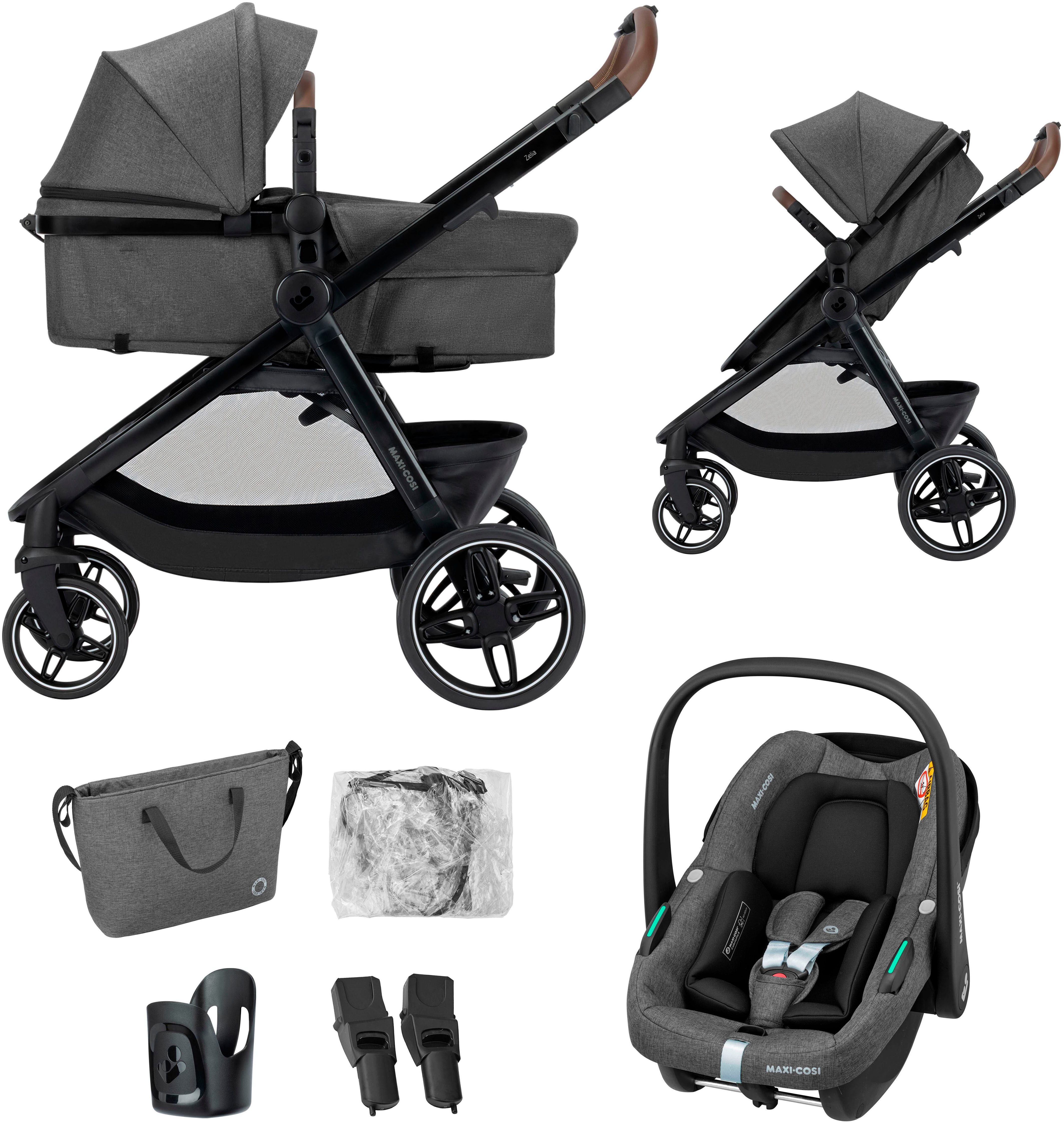 Maxi-Cosi Kombi-Kinderwagen Zelia S TRIO2, (Set), inkl. Babyschale, Regenschutz und 2-in-1 Kinderwagensitz/Babywanne