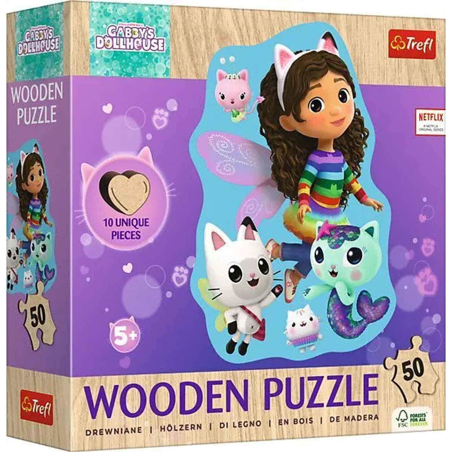 Trefl Puzzle Holz Puzzle Junior 50 - Gabby's Dollhouse, 99 Puzzleteile