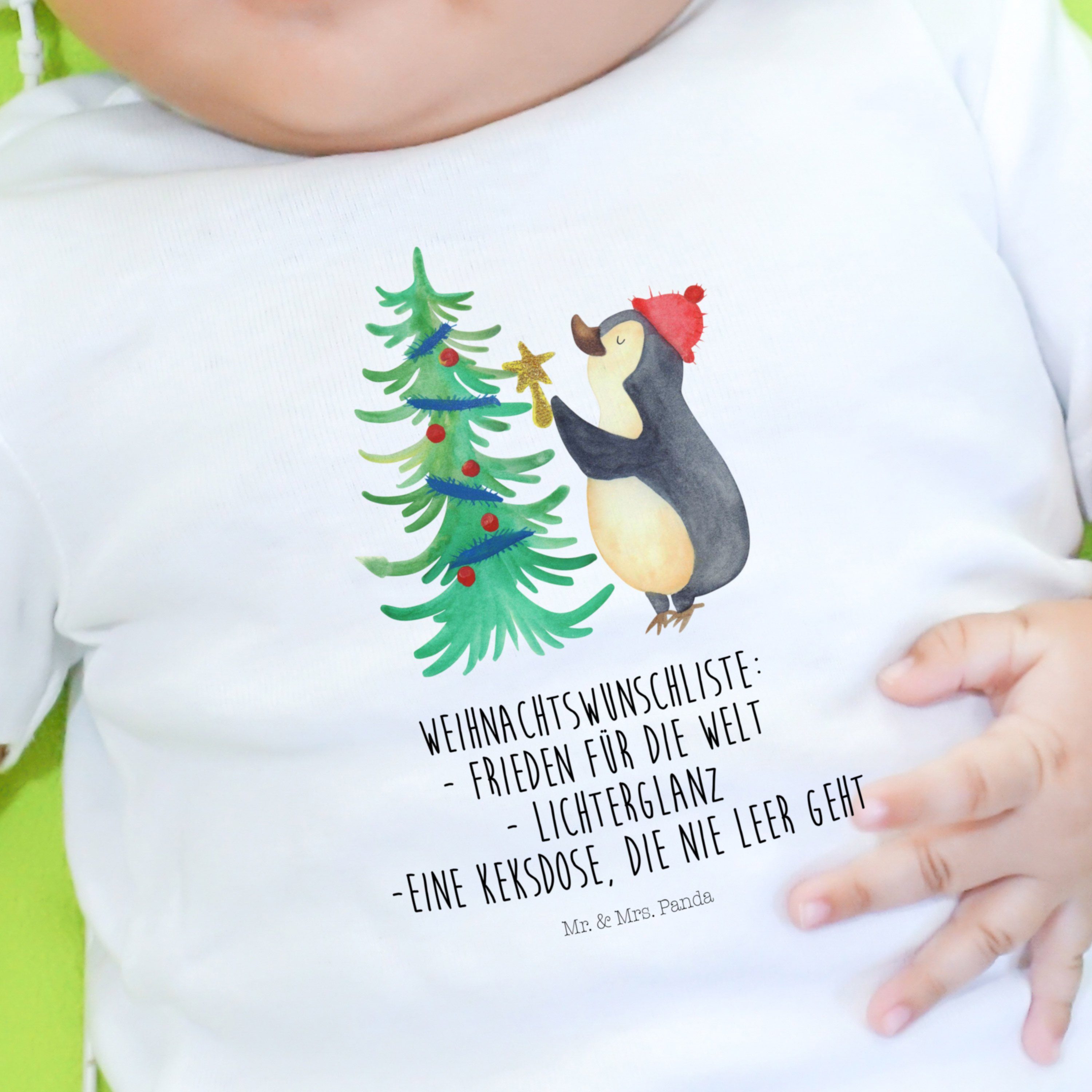 Weiß & Weihnachtsbaum Strampler Kleidung, Panda Mrs. (1-tlg) - Pinguin Mr. Weihnach Geschenk, Langarm, -