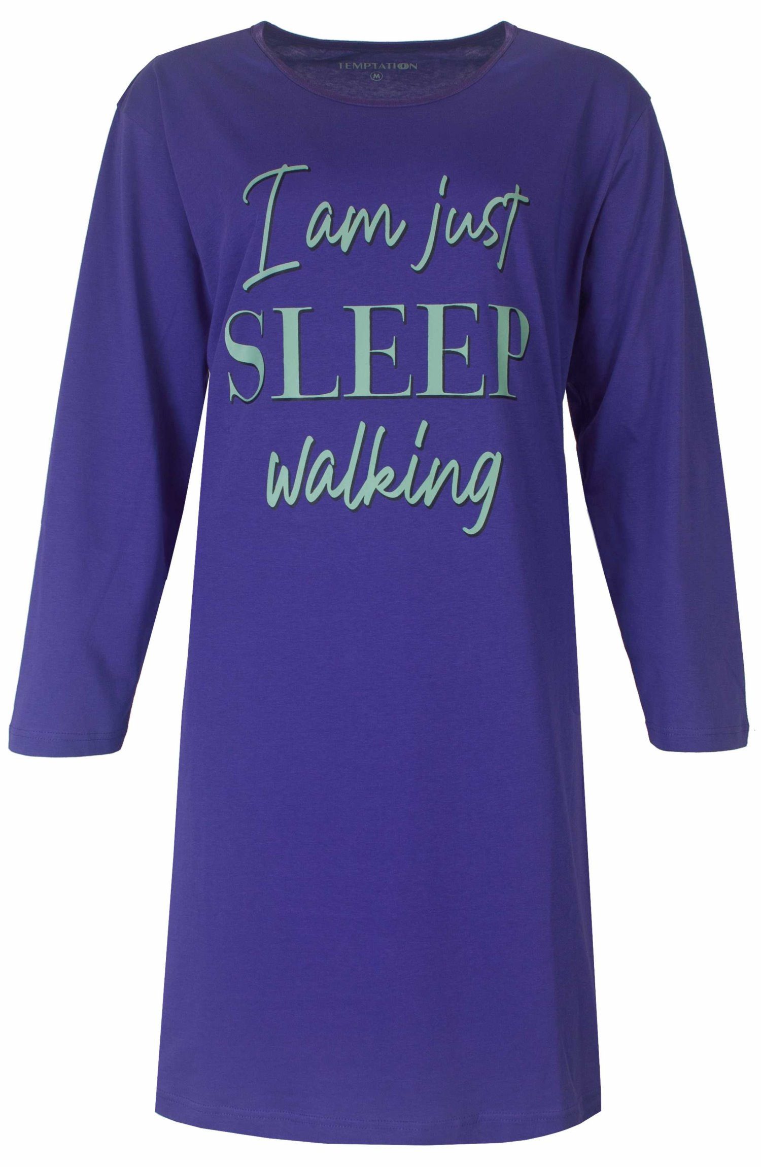 TEMPTATION Nachthemd Damen Schlafshirt mit langem Arm (1-tlg) Baumwolle