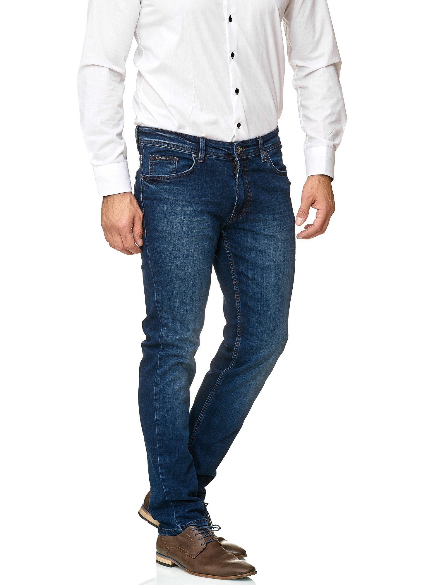 BARBONS 5-Pocket-Jeans Herren 02-Blau Regular Design Fit 5-Pocket