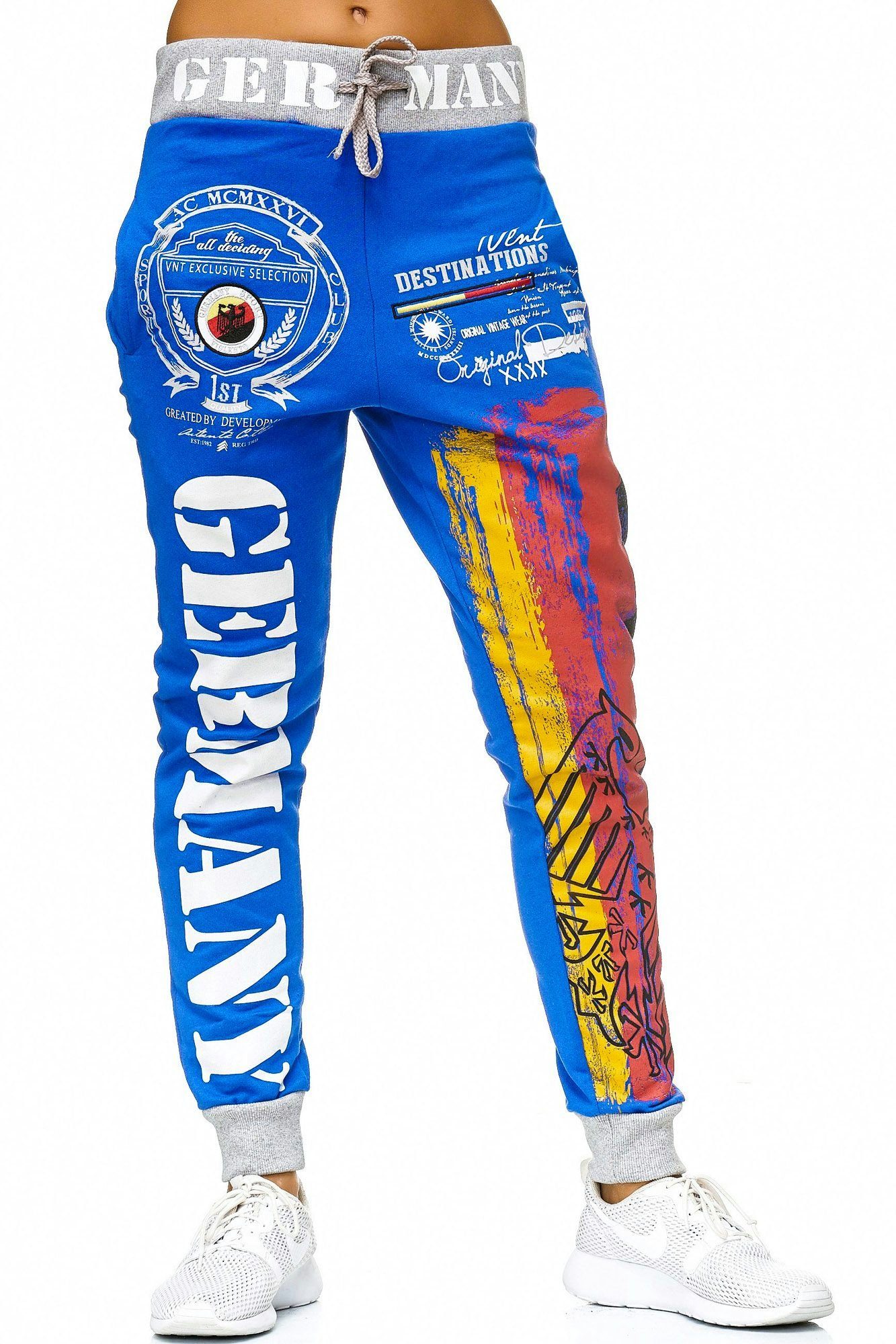 L.gonline Jogginghose Damen Jogginghose lang, Trainingshose 100% Baumwolle, Sporthose mit (Sweatpants, 1-tlg) Fitness Freizeit Casual