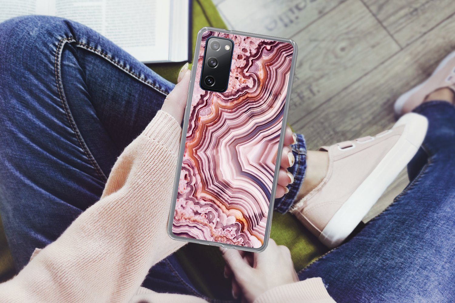 MuchoWow Handyhülle für Samsung Galaxy S20 FE Naturstein - Rosa - Luxus, Phone Case, Silikon, Schutzhülle Dünn