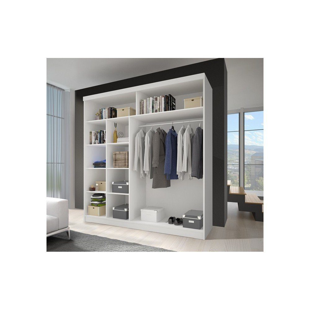 schwarz-weiß Comfort Spiegel in Schwarz-Weiß mittig cm 204x218x58 Schwebetürenschrank Home Prime | schwarz Polini