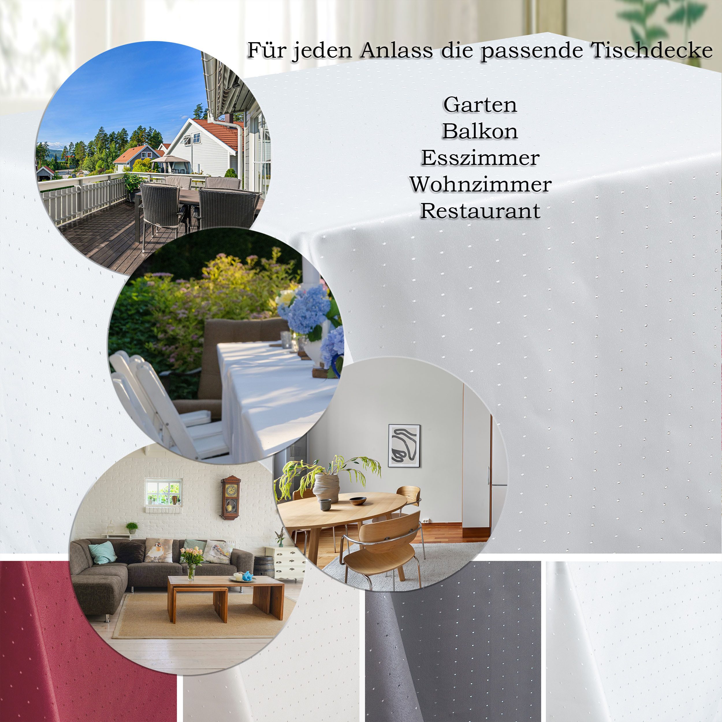 Haus und Deko Tischdecke Tischdecke Punkte eckig fleckenabweisend bügelfrei Tischwäsche Mitteld (1-tlg)