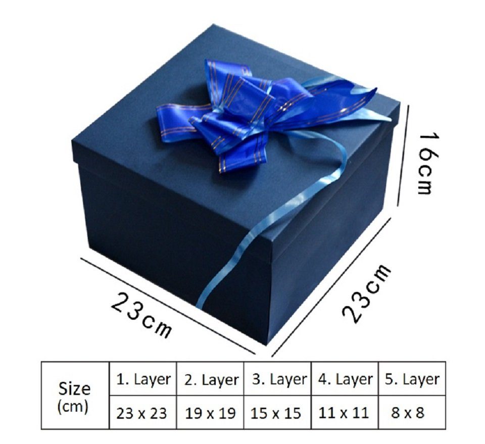 101DIYStudio Geschenkbox Leere Explosionsbox Geburtstag zum Selbstbasteln (Geschenk Geburtstag Ostern Hochzeit, 5-Schichten+Geschenktasche), Inkl. Zubehör und Videoanleitung