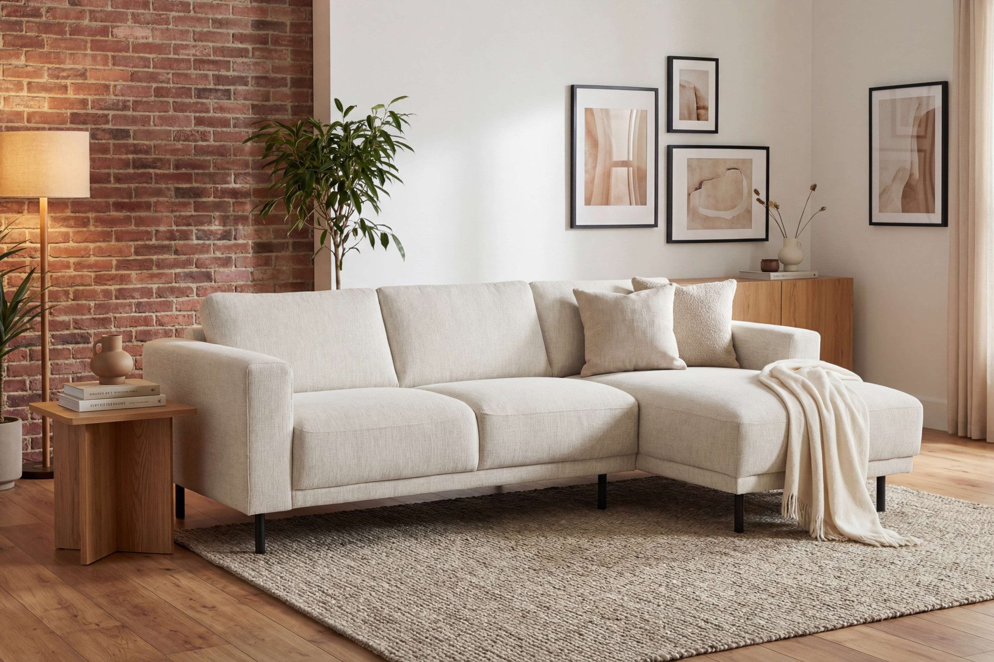 OTTO home Ecksofa Sveeva, L-Form, B.238 cm, schwarze Metallfüße, langlebiger Webstoff, mit Wellenunterfederung, viele Farben