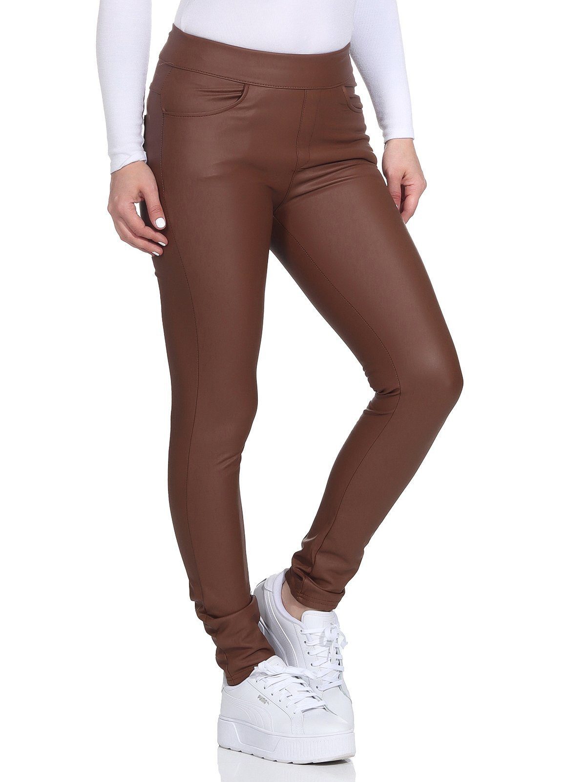 Aurela Damenmode Thermoleggings Damen Leder Hose gefütterte Leggings extra günstig online kaufen