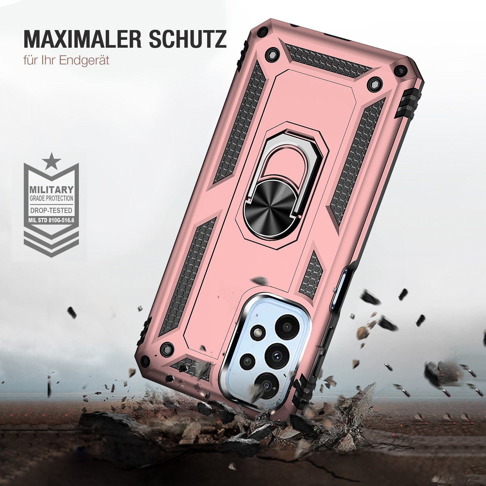 Tec-Expert Handyhülle Outdoor Cover Hülle für Samsung Galaxy A23 5G 6.6 Zoll, 6.6, Premium Hülle aus verstärktem Polycarbonat