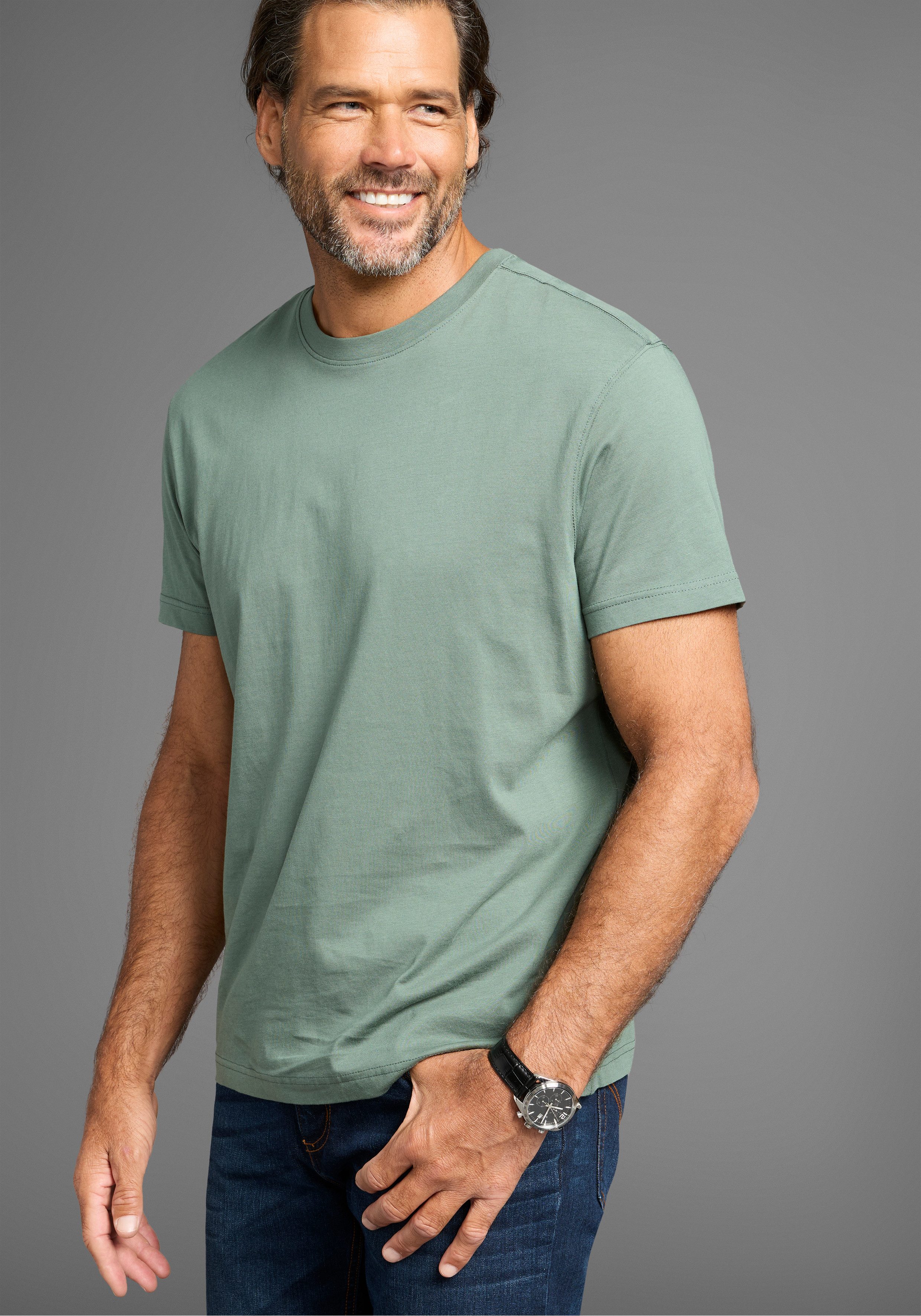 Man's World T-Shirt neue Farben! (3er-Pack) Kurzarm, unifarben, Rundhals, a günstig online kaufen