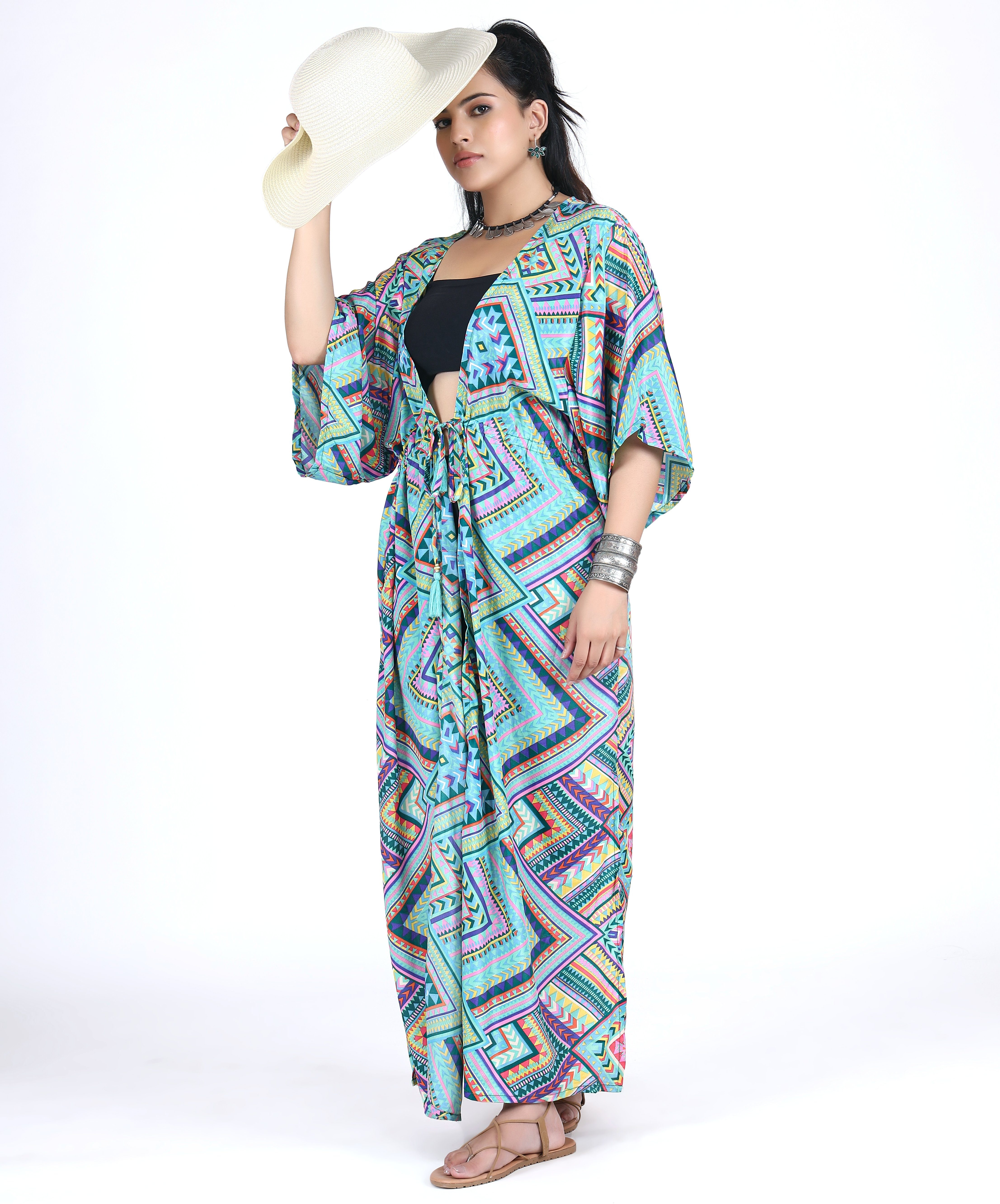glänzender mehrfarbig alternative Kimono,.., Bekleidung Kimonokleid, Kimono Guru-Shop Boho seidig