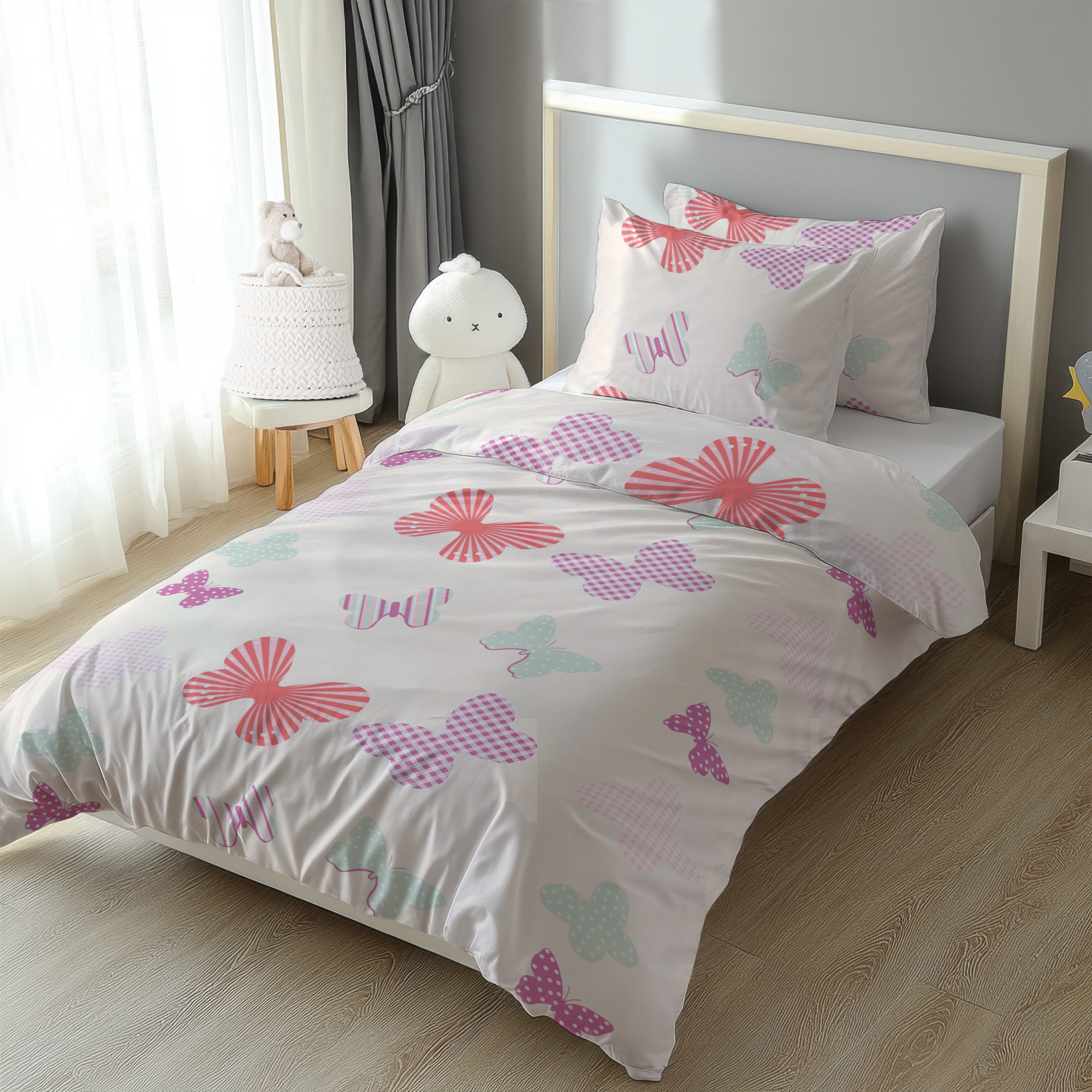 LINKHOFF Kinderbettwäsche Schmetterling Bettwäsche 135x200, 100% Baumwolle günstig online kaufen