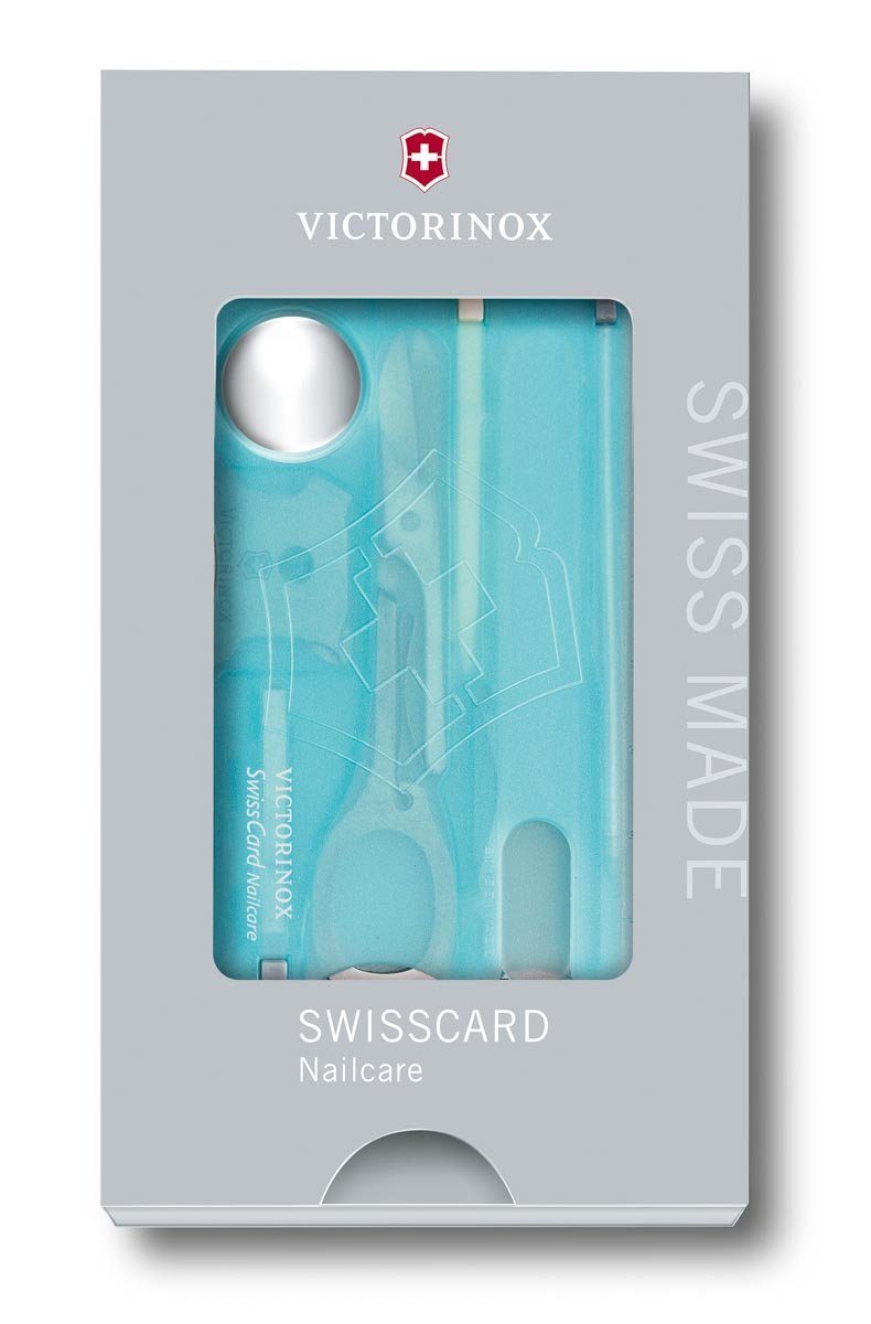Victorinox Taschenmesser eisblau Nailcare, Swiss Card transluzent